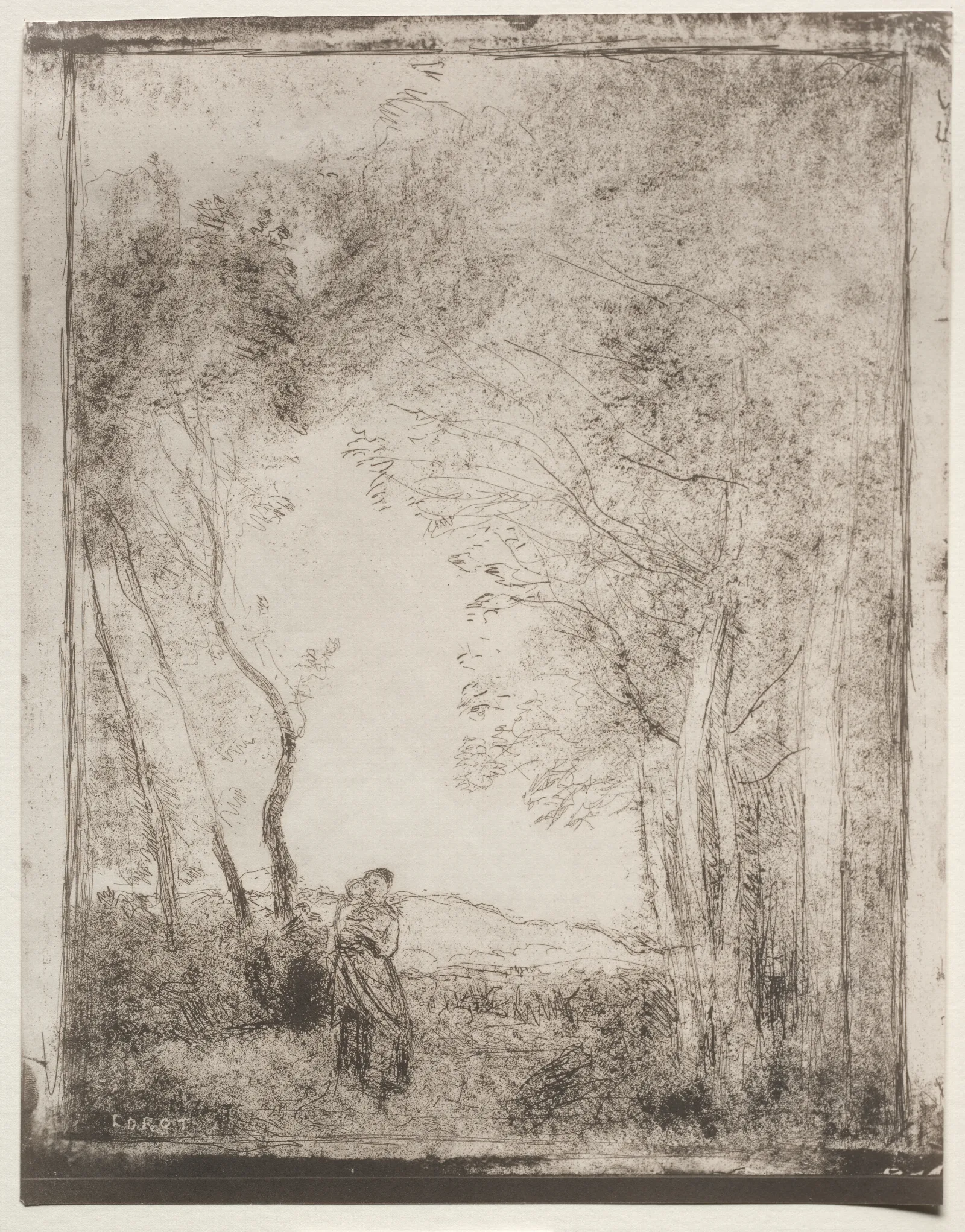 A Young Mother At The Entrance Of A Wood Wall Art by Jean-Baptiste-Camille Corot - Canvas Print