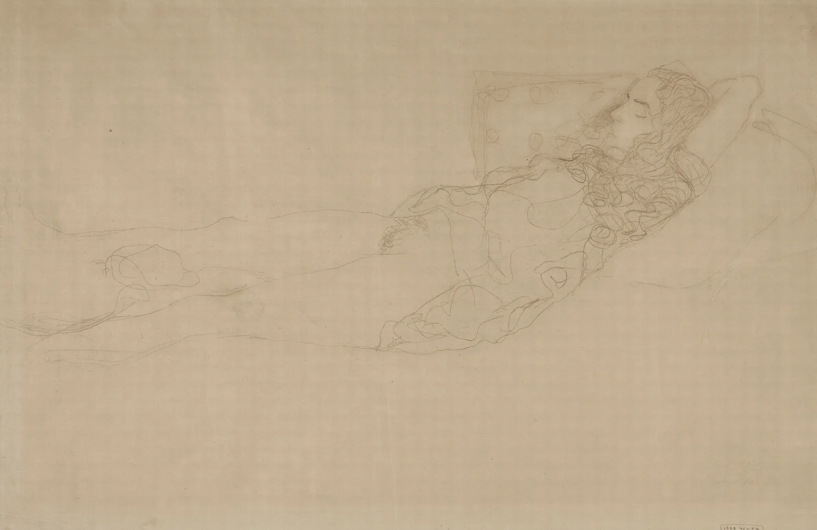 Liegender Halbakt Nach Rechts 4 Wall Art by Gustav Klimt - Canvas Print