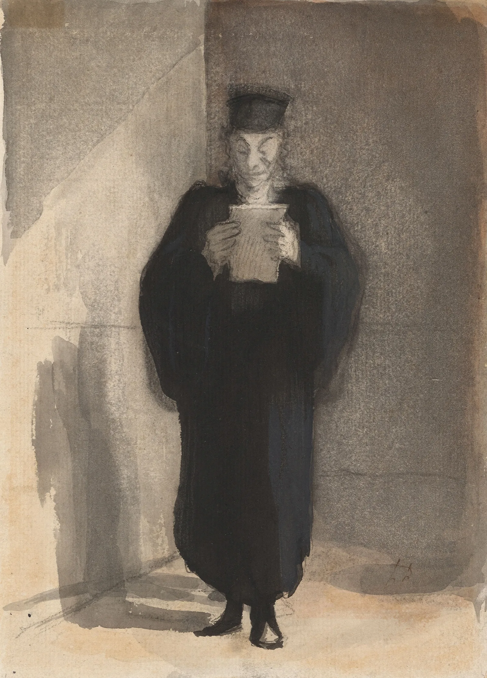 A Lawyer Reading Wall Art by Honoré Daumier - Canvas Print