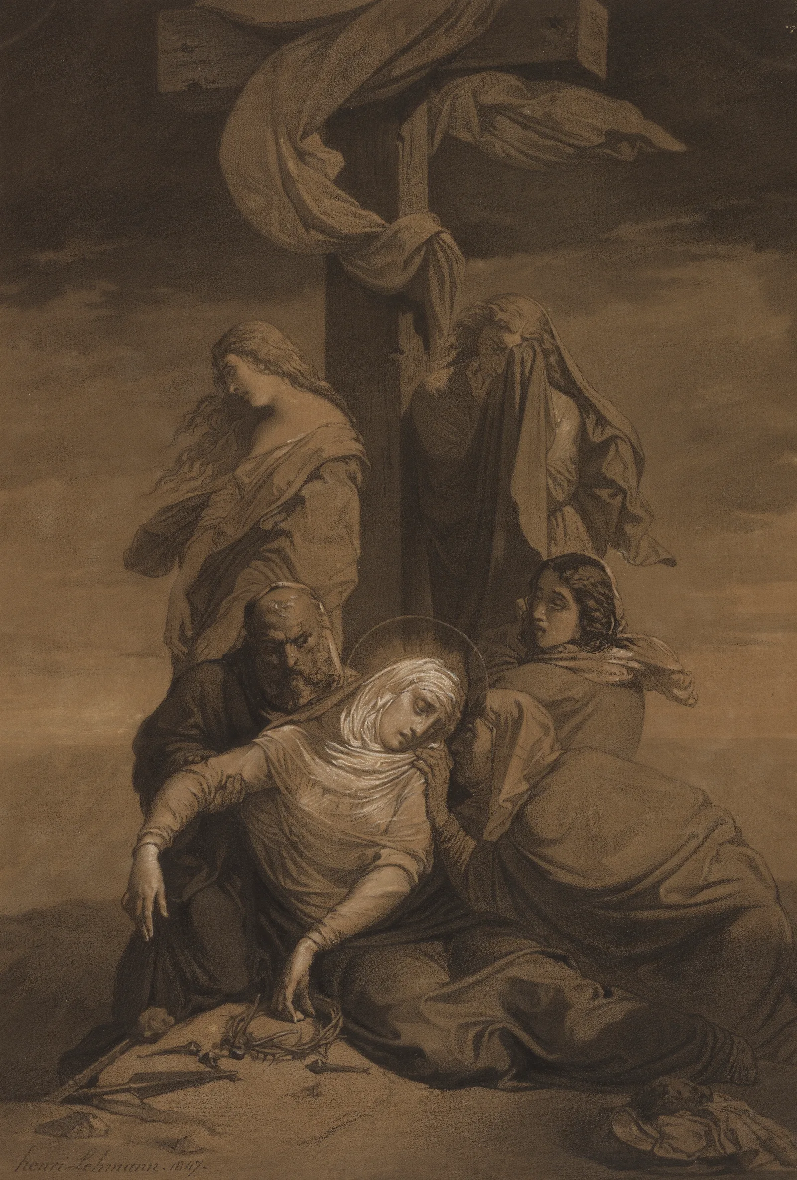 Lamentation At The Foot Of The Cross Wall Art by Henri Lehmann - Canvas Print