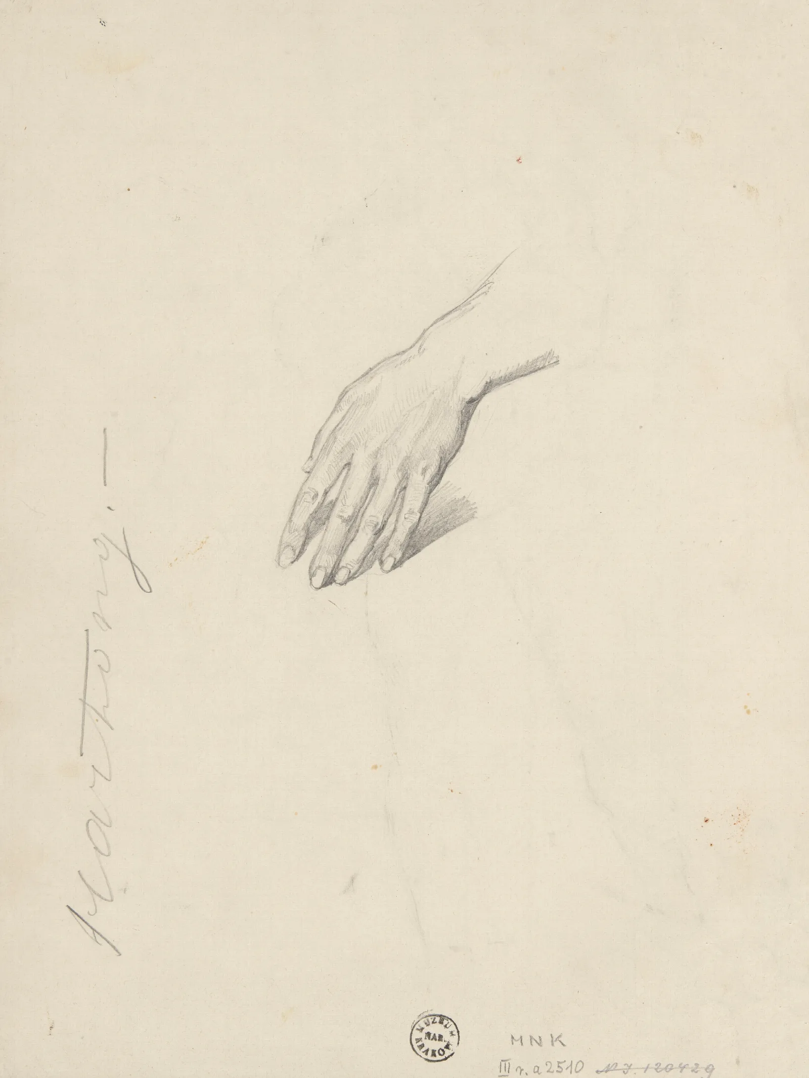 Hand Study Wall Art by Józef Simmler - Canvas Print
