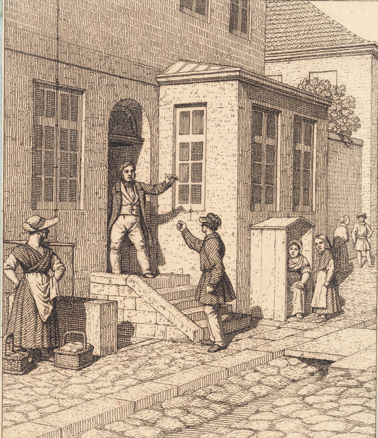 En Gadescene Illustration Til Linearperspectiven Tavle Vii Wall Art by Christoffer Wilhelm Eckersberg - Canvas Print