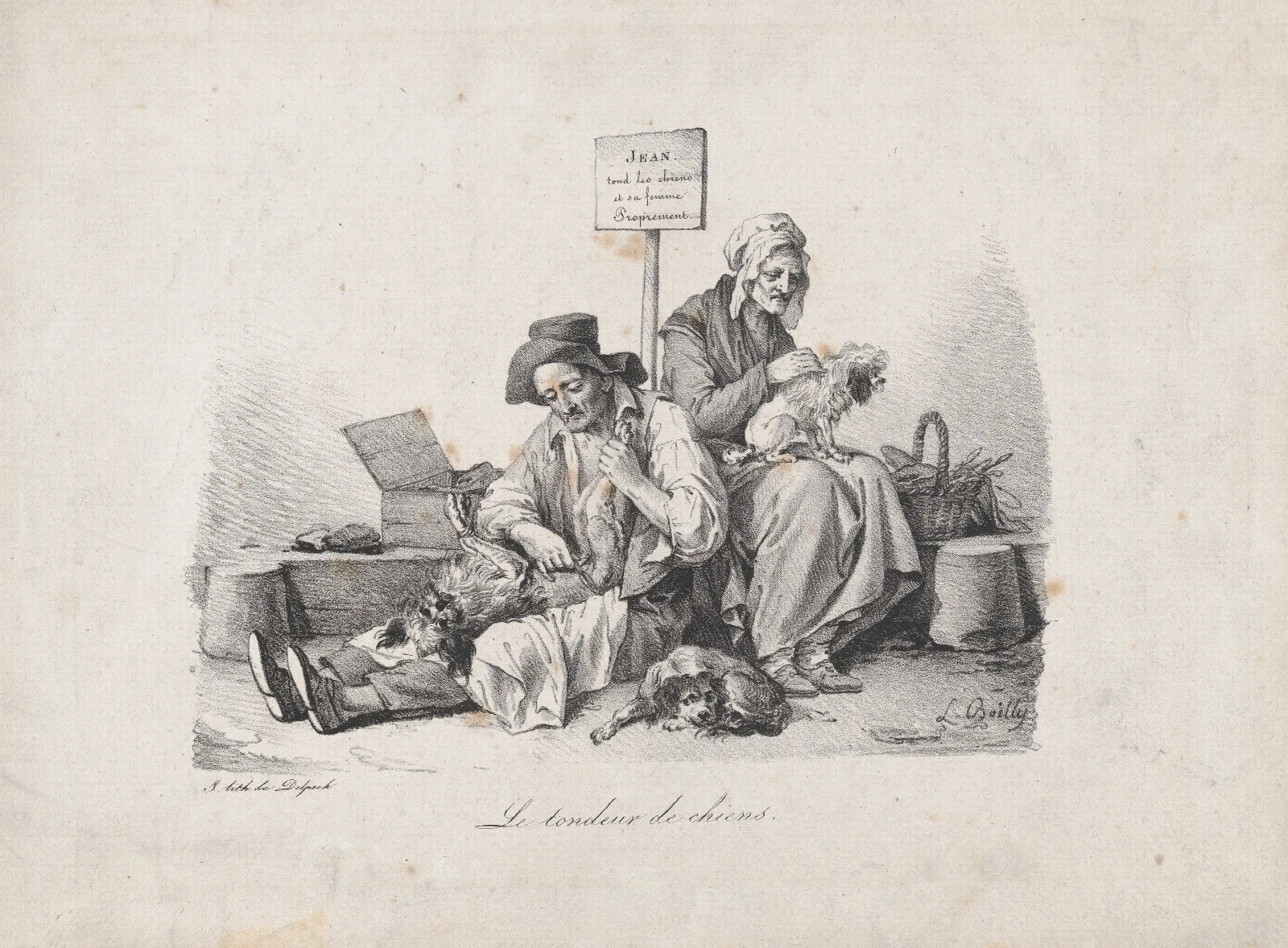 The Dog Shearer Wall Art by Louis-Léopold Boilly - Canvas Print