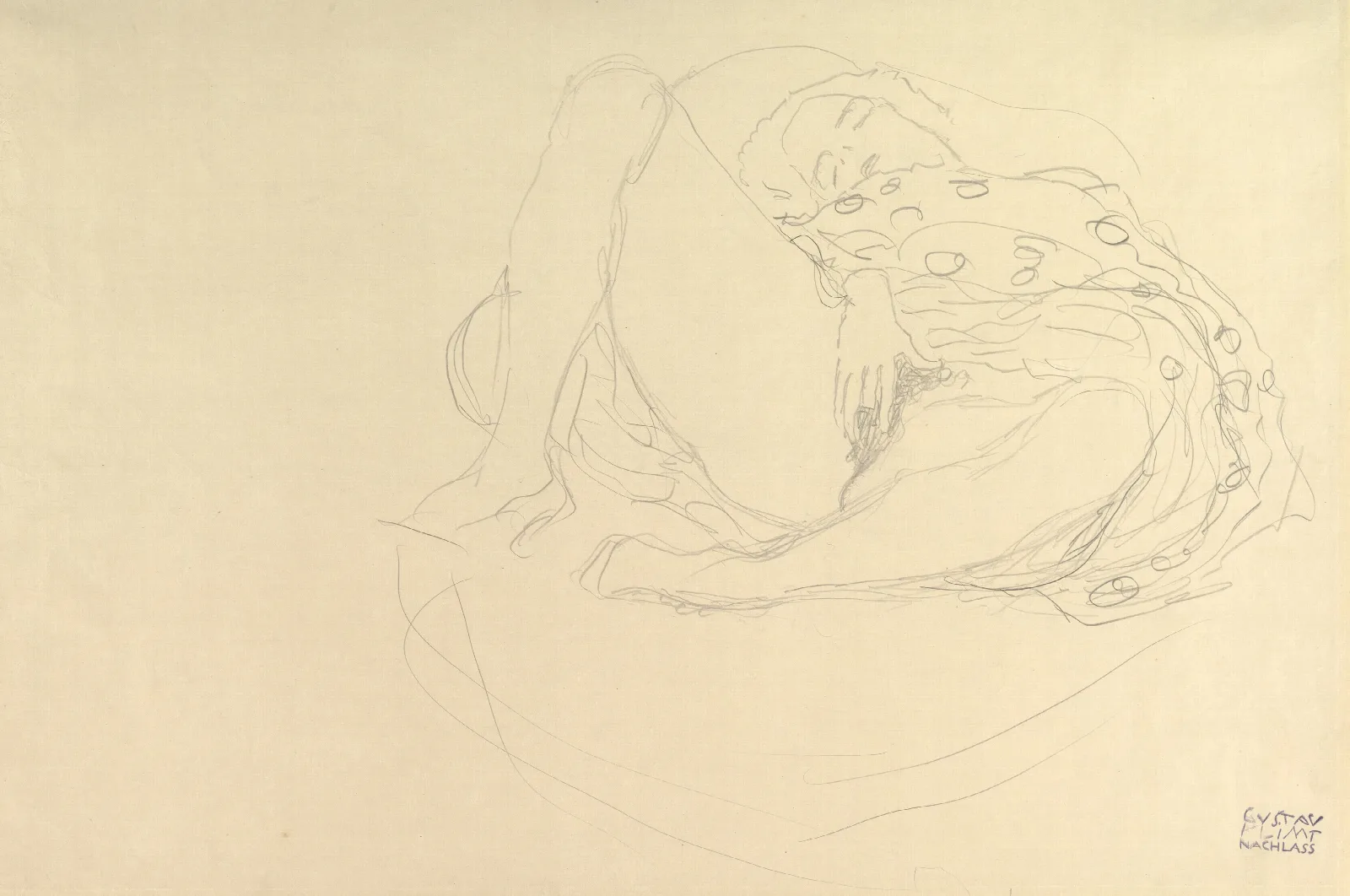 Reclining Nude With Drapery Wall Art by Gustav Klimt - Canvas Print