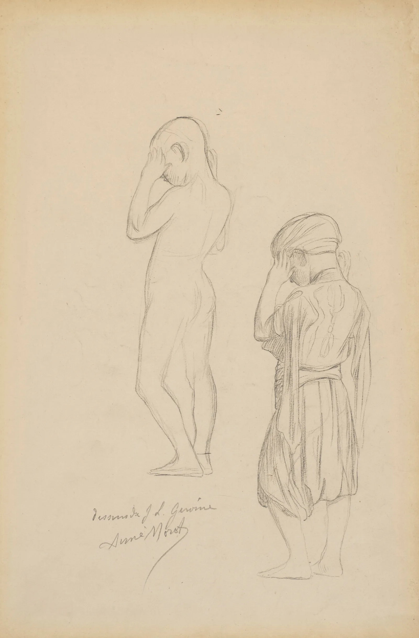 Two Studies Of A Standing Boy Holding His Hands Up In Prayer Wall Art by Jean-Léon Gérôme - Canvas Print