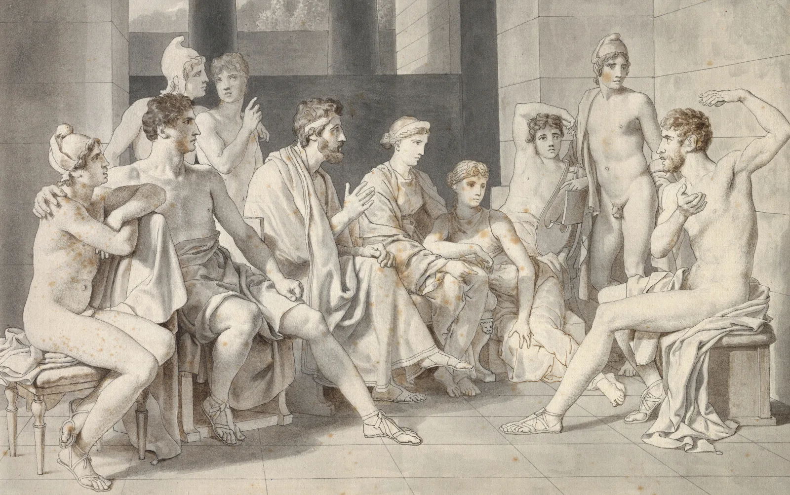 Odysseus Hos Alkinoos Beretter Om Sit Liv Wall Art by Christoffer Wilhelm Eckersberg - Canvas Print