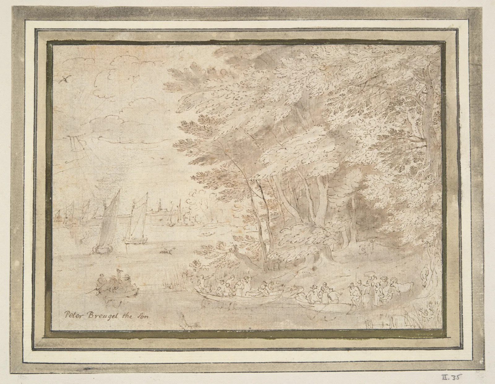 Wooded Shore With People Embarking In Boats Wall Art by Jan Brueghel The Elder - Canvas Print