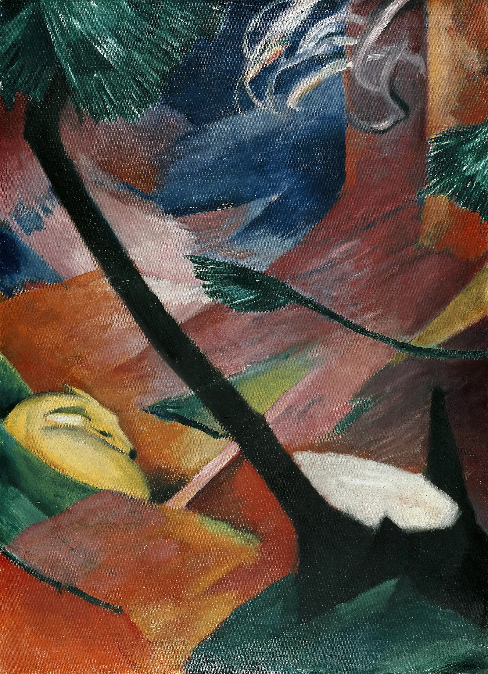 Deer In The Forest Ii Wall Art by Franz Marc - Canvas Print