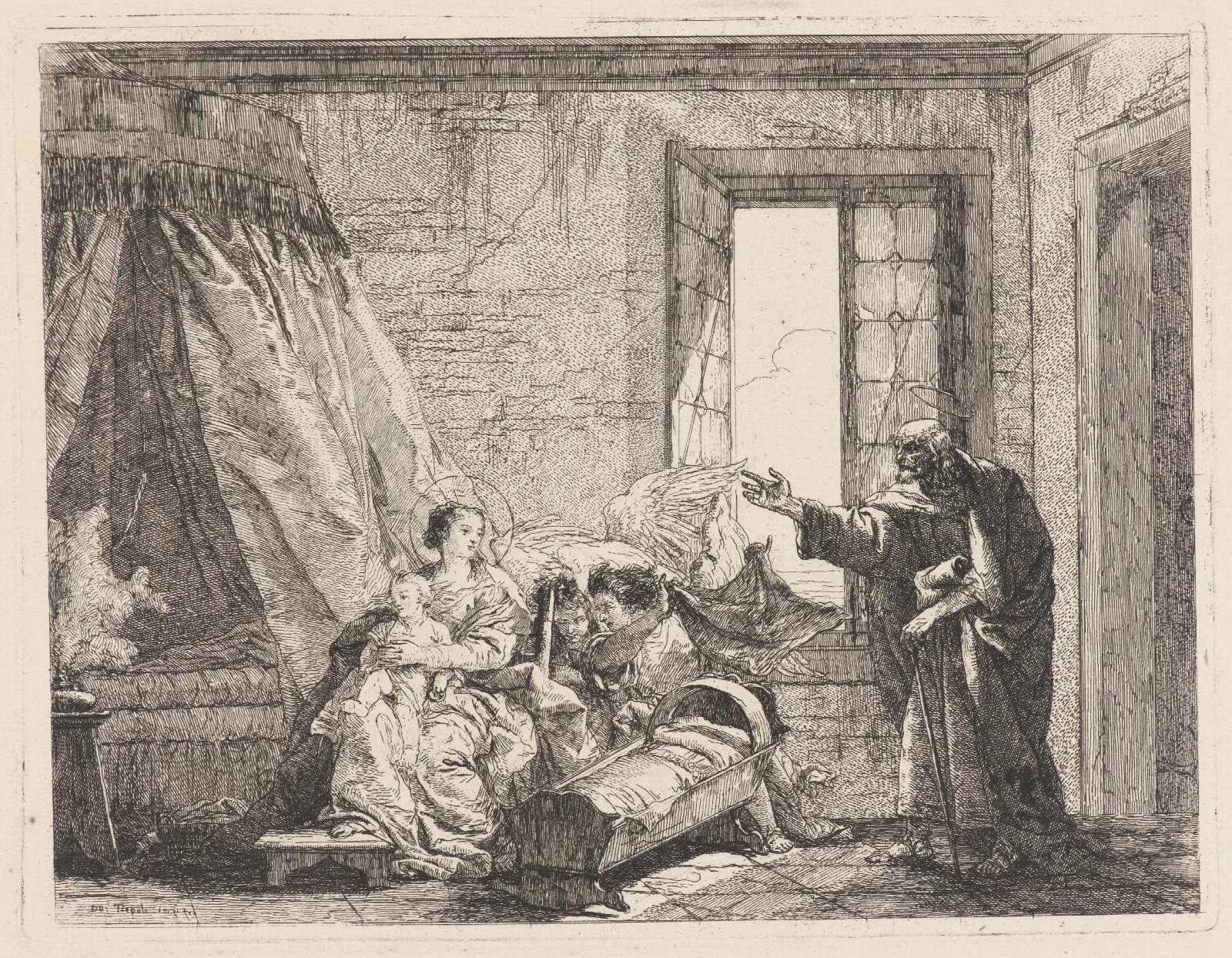 Joseph Relays To Mary Gods Command To Flee Wall Art by Giovanni Domenico Tiepolo - Canvas Print