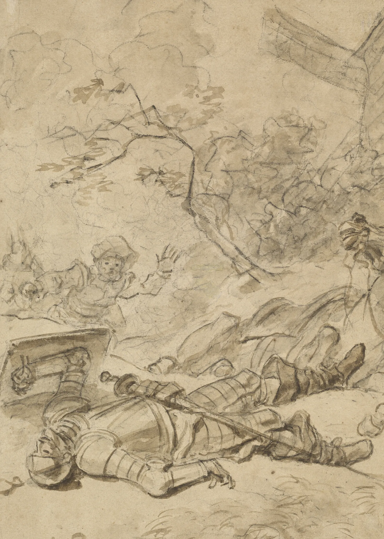 Don Quixote Defeated By The Windmill Wall Art by Jean-Honoré Fragonard - Canvas Print