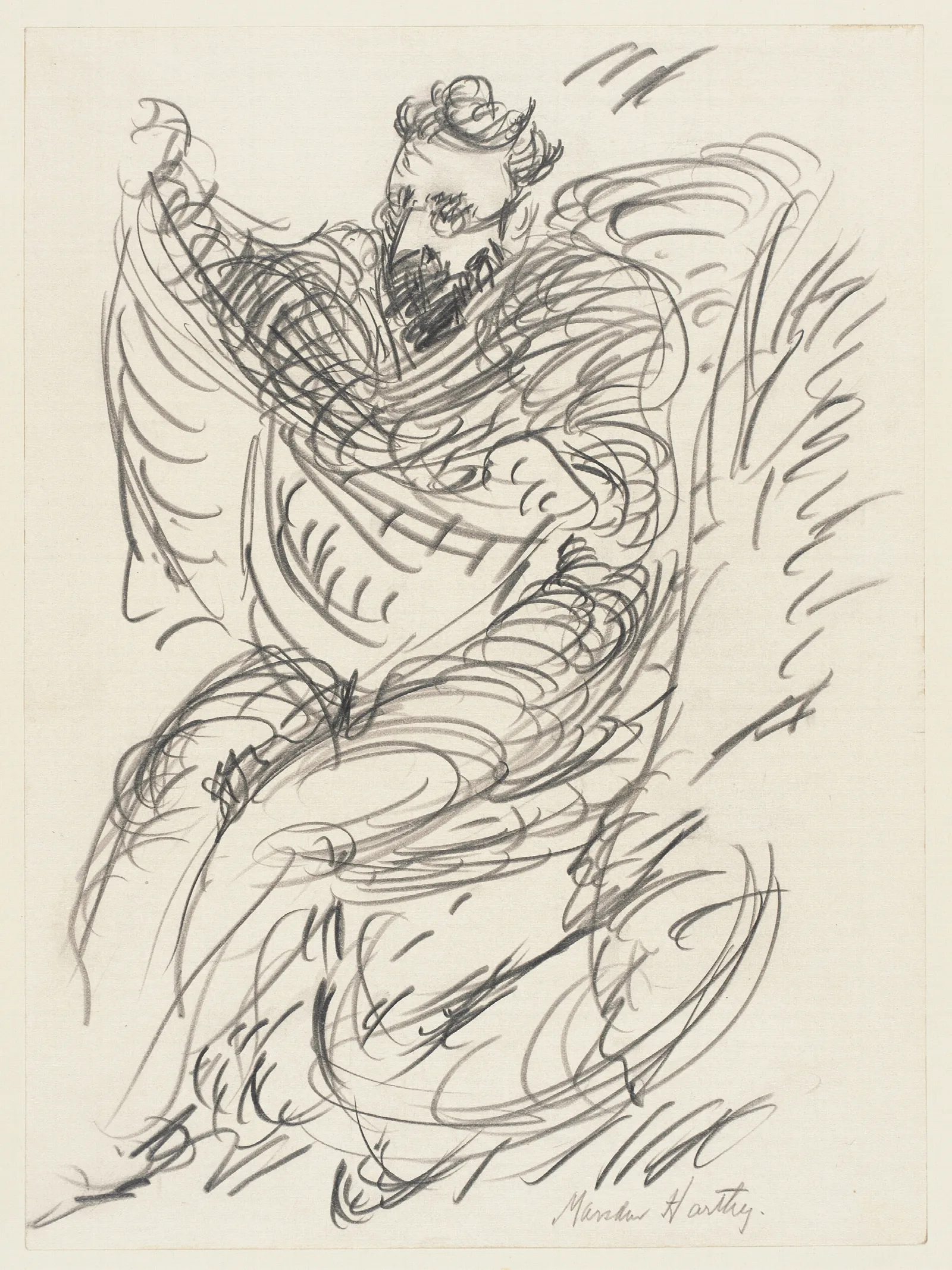 Study Of A Seated Man With Beard And Spectacles Wall Art by Marsden Hartley - Canvas Print