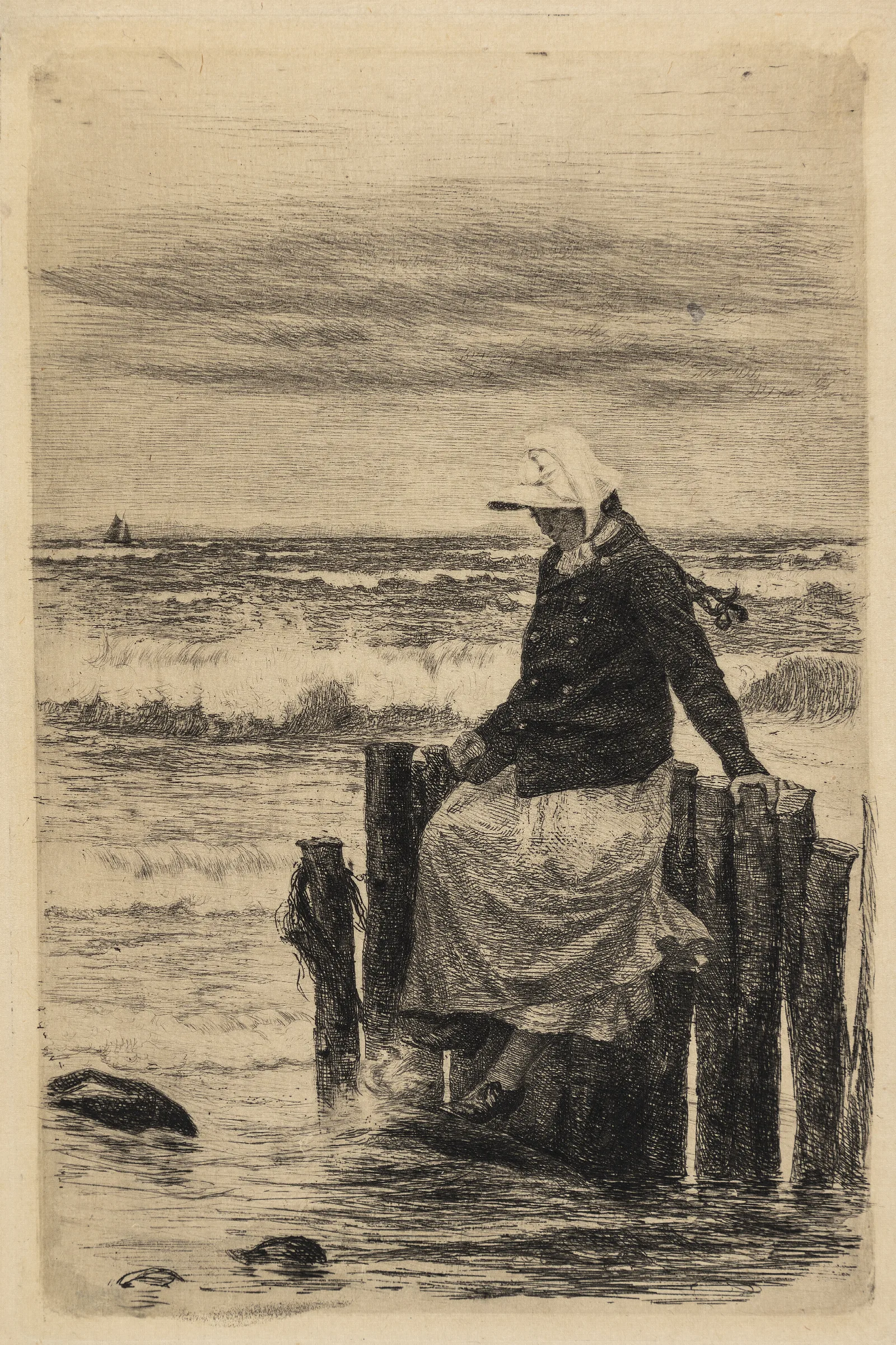 Pigen Ved Bolvaerket Wall Art by Carl Bloch - Canvas Print