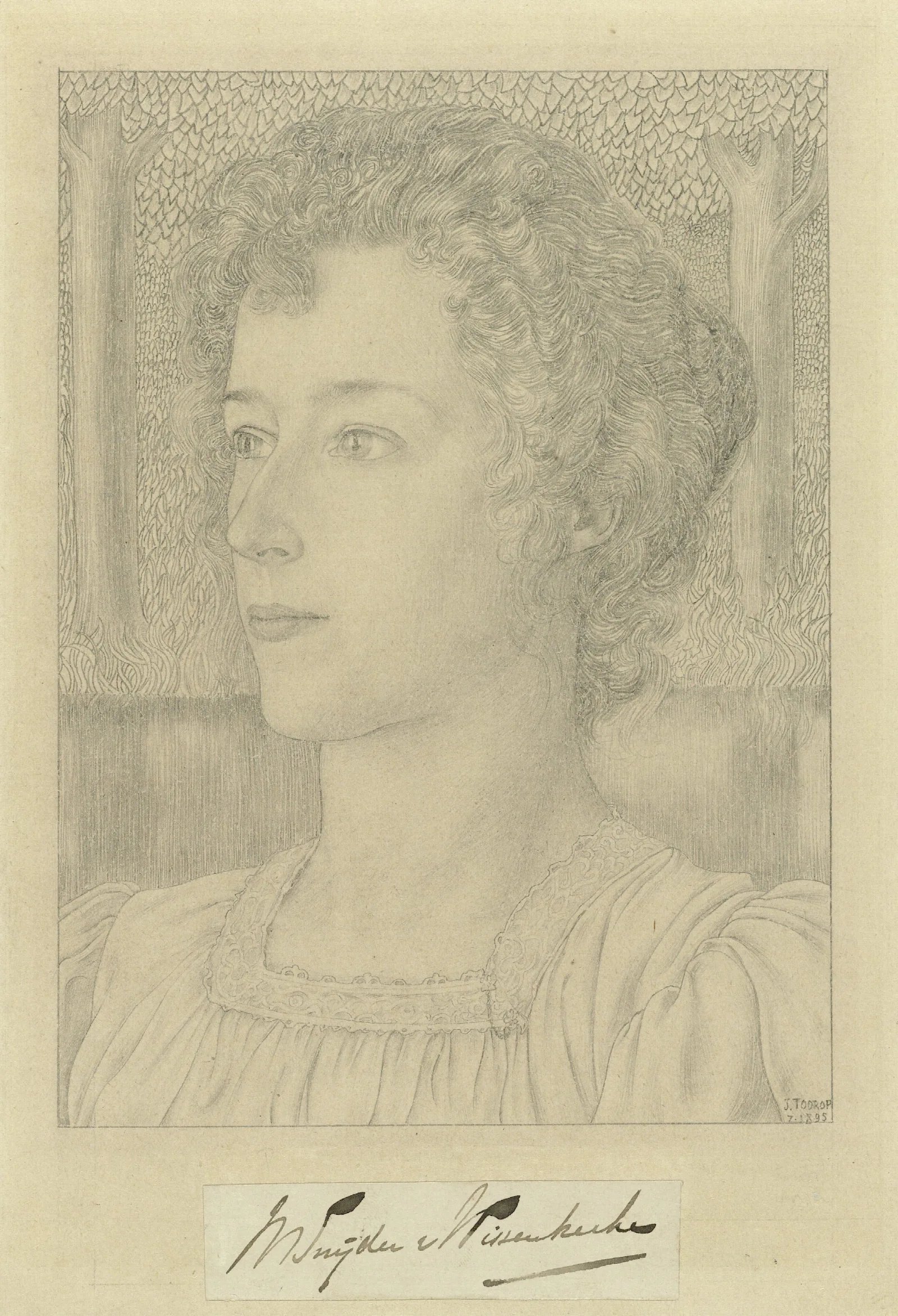 Portret Van Mejuffrouw M Snijder Van Wissenkerke Met Op De Achtergrond Een Weide Met Bomen Wall Art by Jan Toorop - Canvas Print