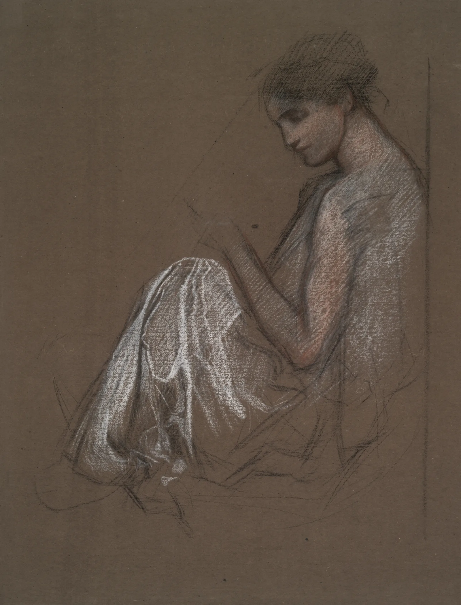 Seated Female Figure Wall Art by Edwin Austin Abbey - Canvas Print