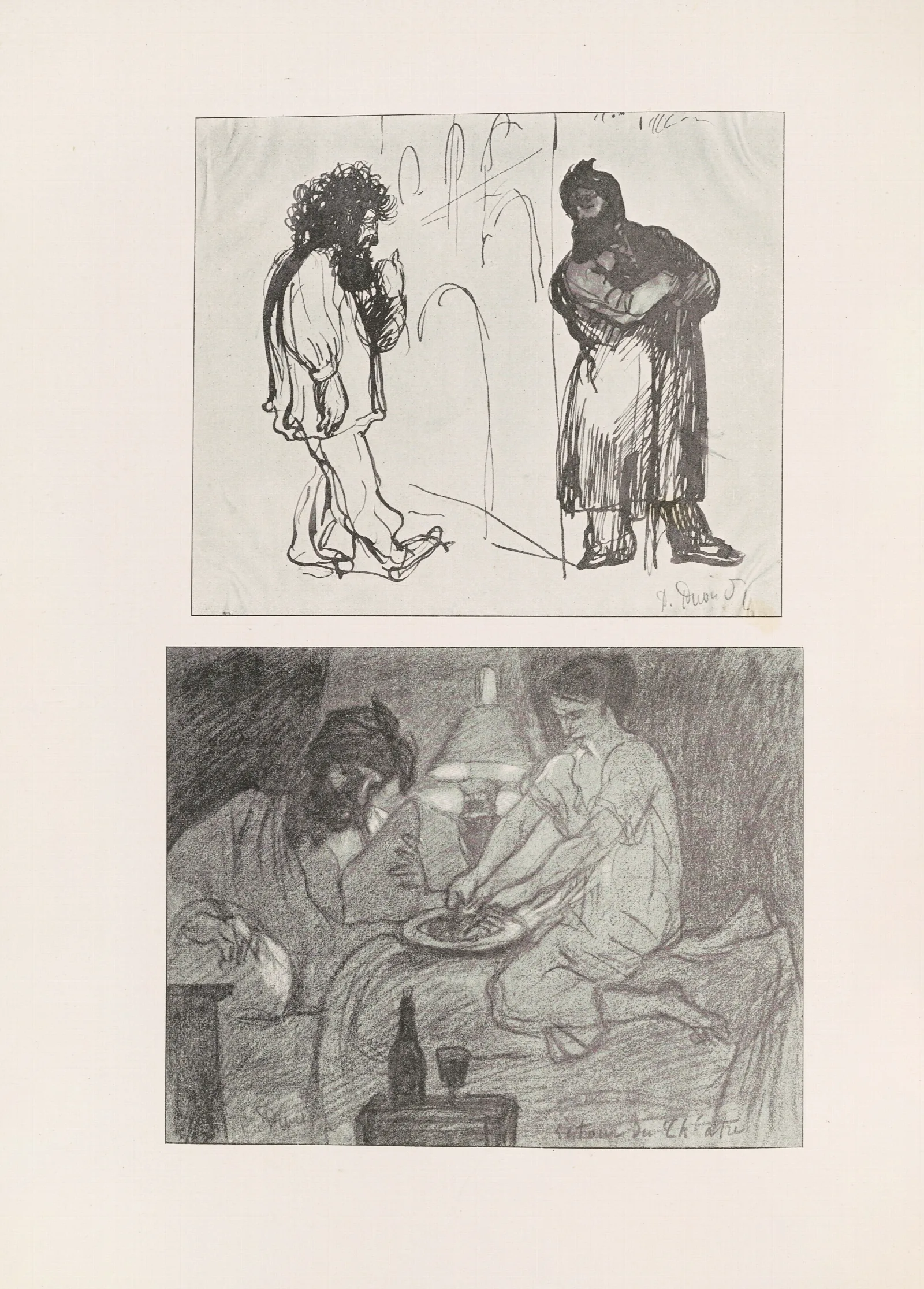 Les Caricatures De Puvis De Chavannes Pl 01 Wall Art by Pierre Puvis de Chavannes - Canvas Print