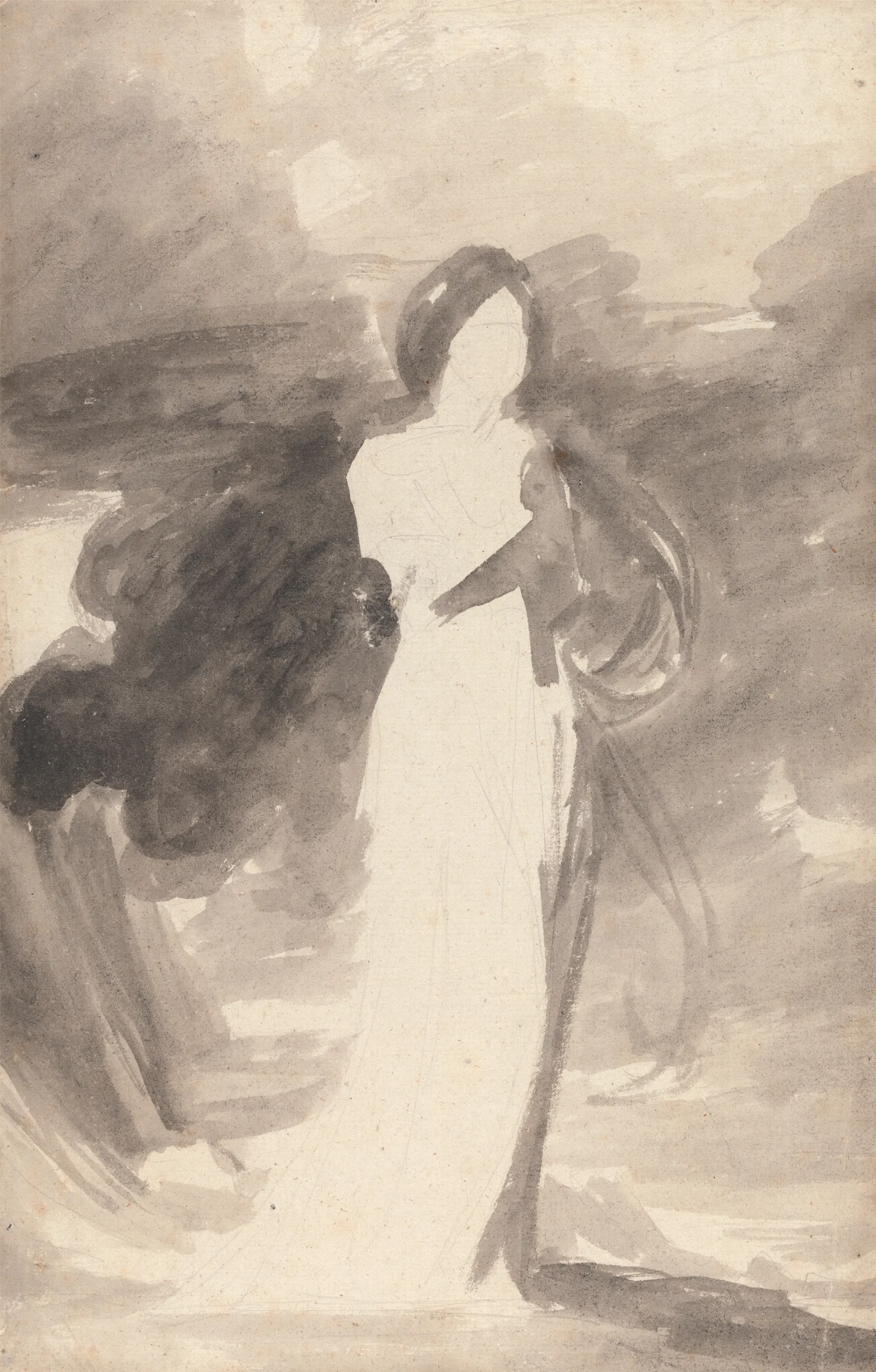 Study Of A Lady Standing Wall Art by George Romney - Canvas Print