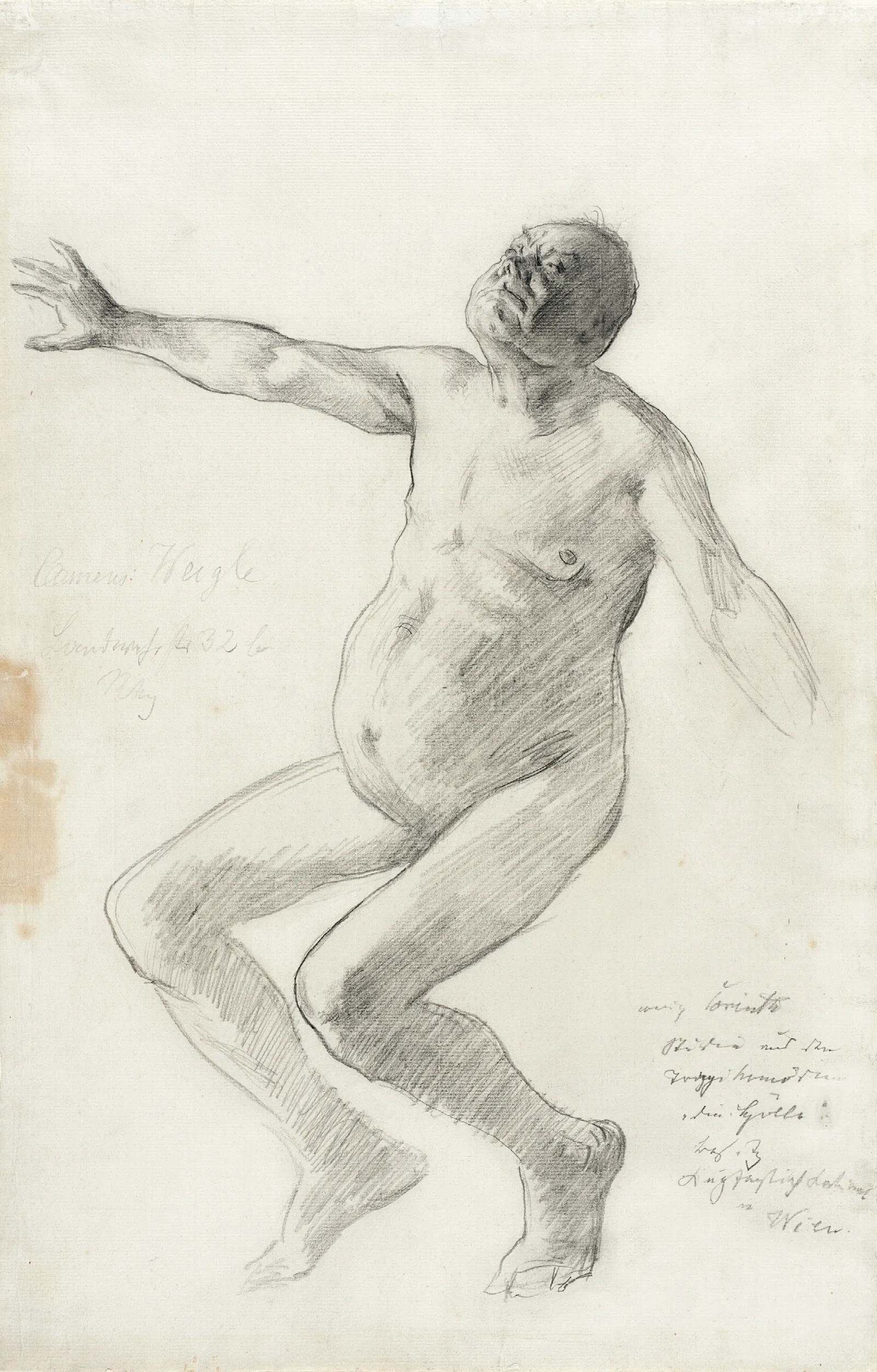 Study Of A Nude Man Falling Backwards Wall Art by Lovis Corinth - Canvas Print