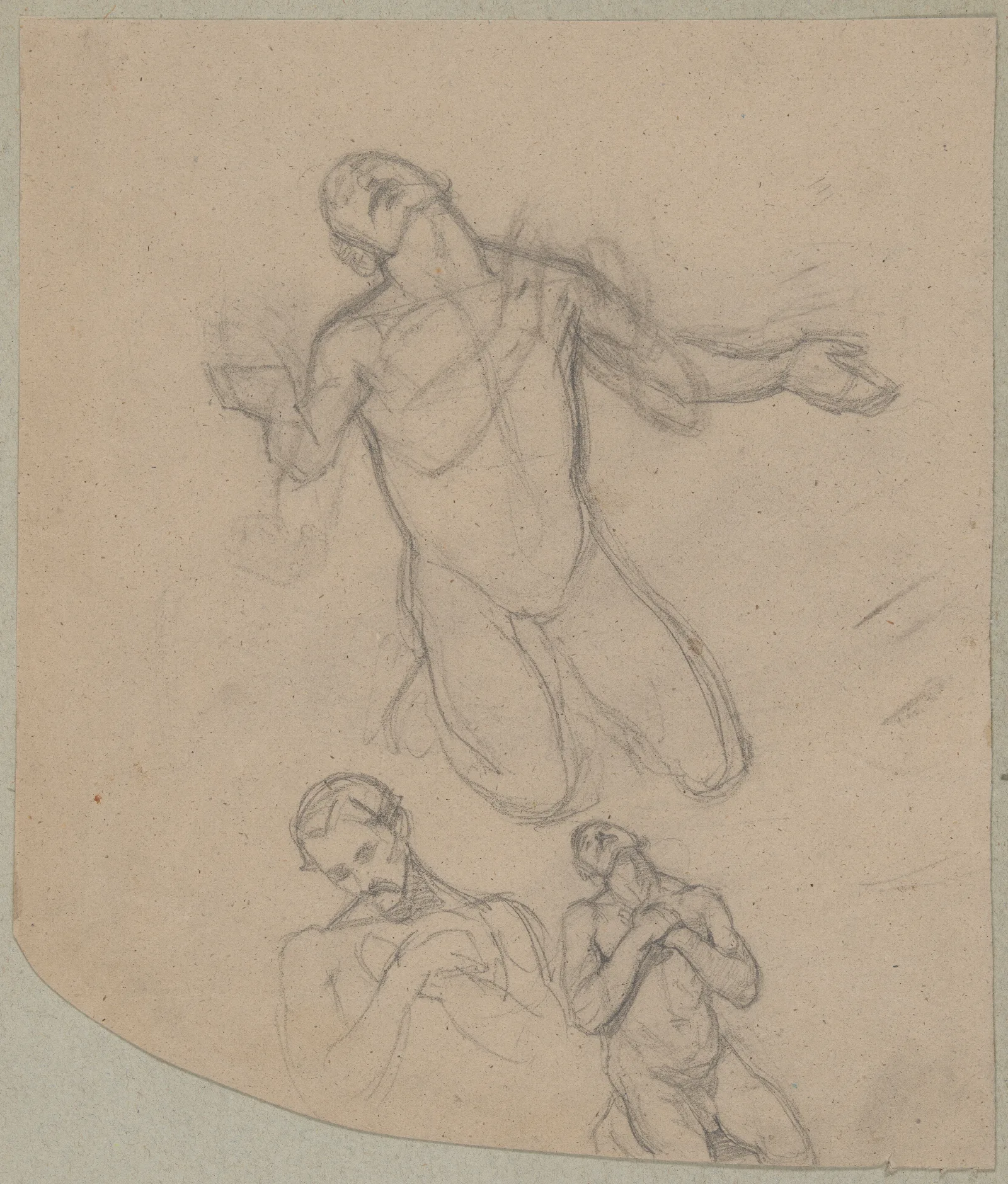 Nude Sketch To The Figure Of St Matthias To The Painting Martyrdom Of St Matthias 3 Wall Art by Józef Simmler - Canvas Print