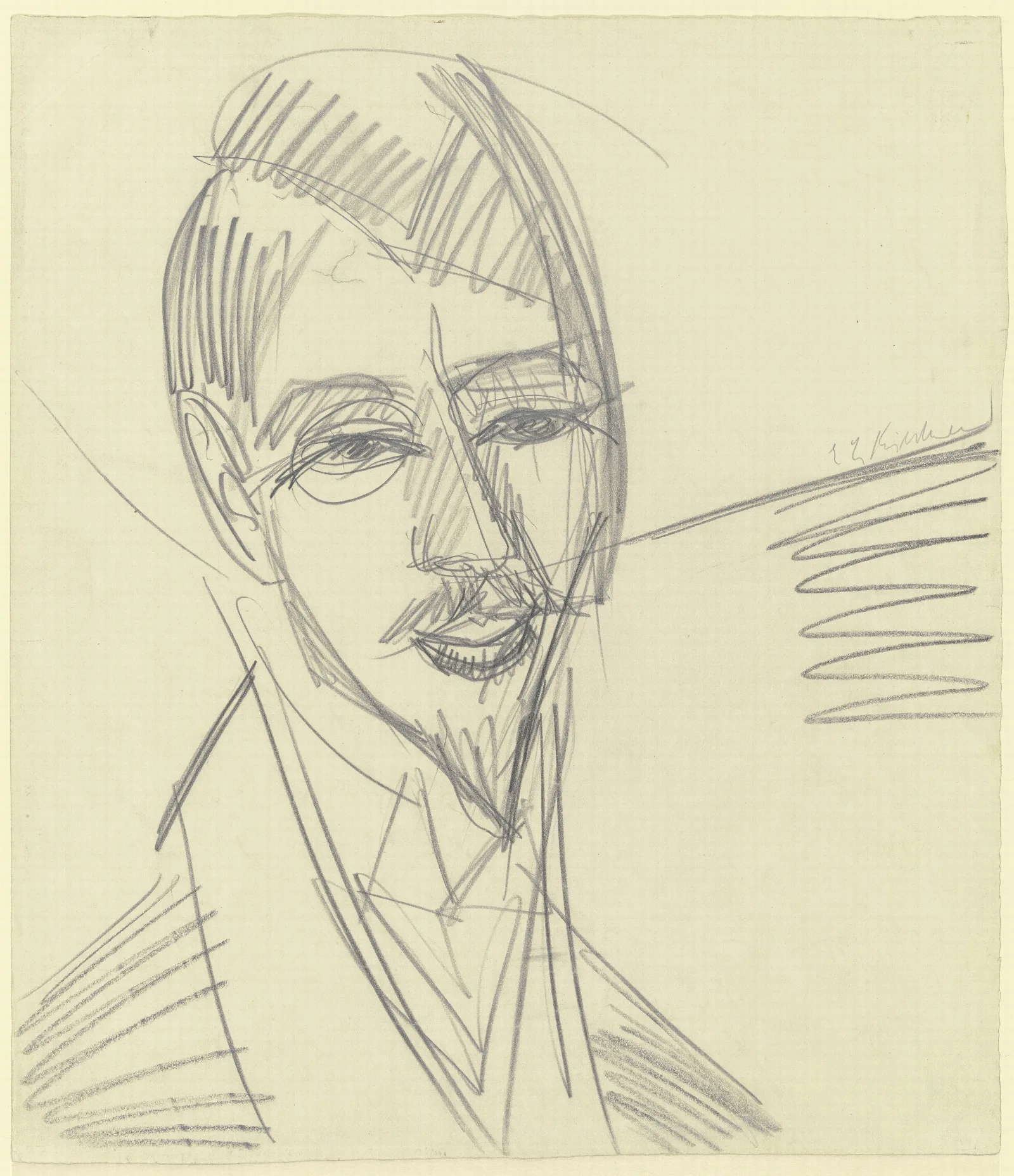 Portrait Of Alfred Doblin Wall Art by Ernst Ludwig Kirchner - Canvas Print