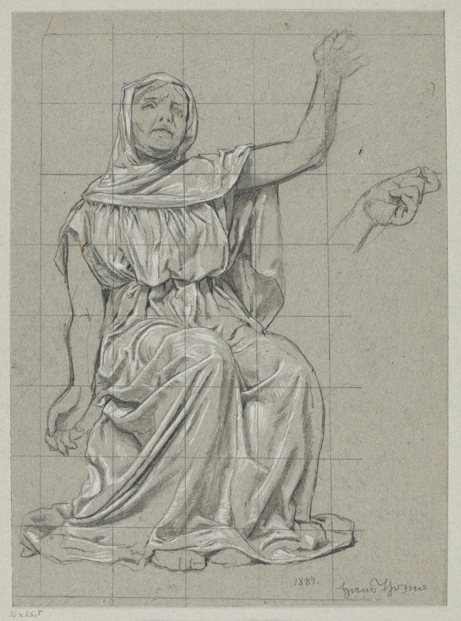 Study Of The Figure Of One Of The Norns Wall Art by Hans Thoma - Canvas Print