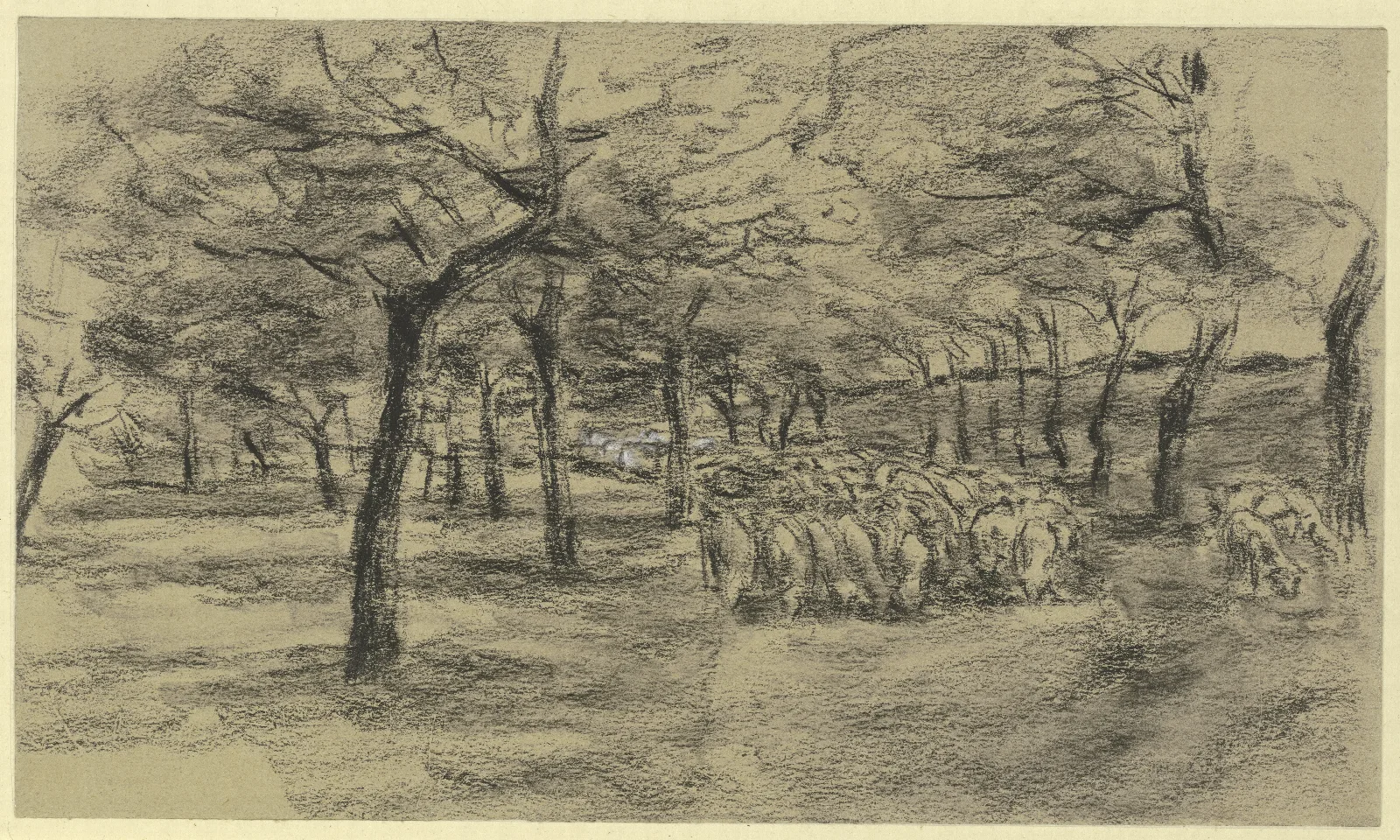 Flock Of Sheep On An Avenue Wall Art by Max Liebermann - Canvas Print