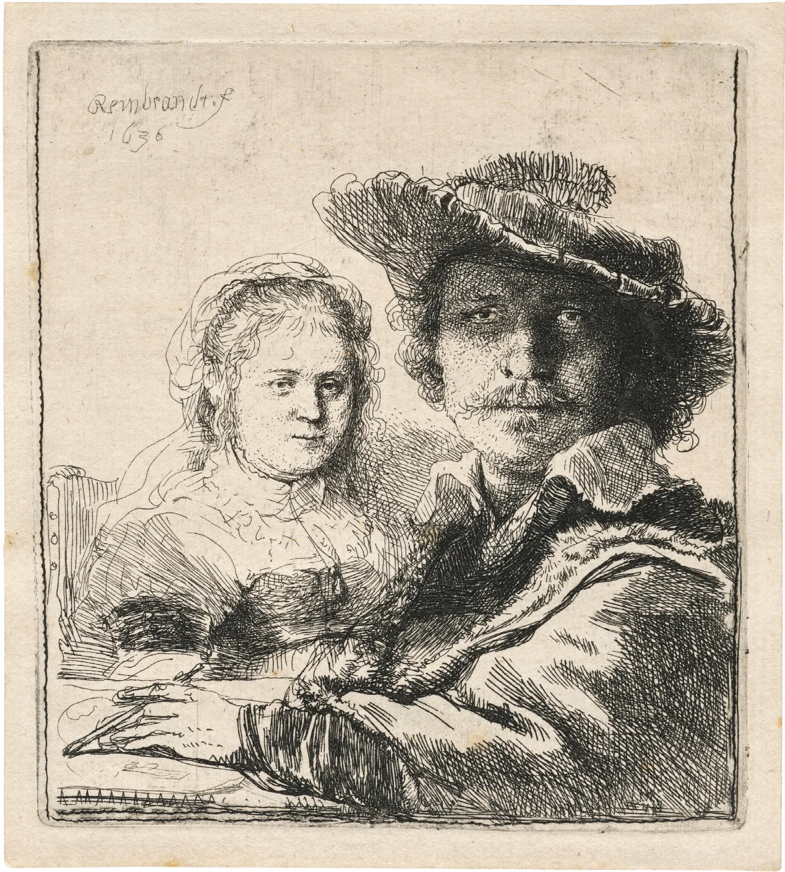 Self Portrait With Saskia 2 Wall Art by Rembrandt van Rijn - Canvas Print