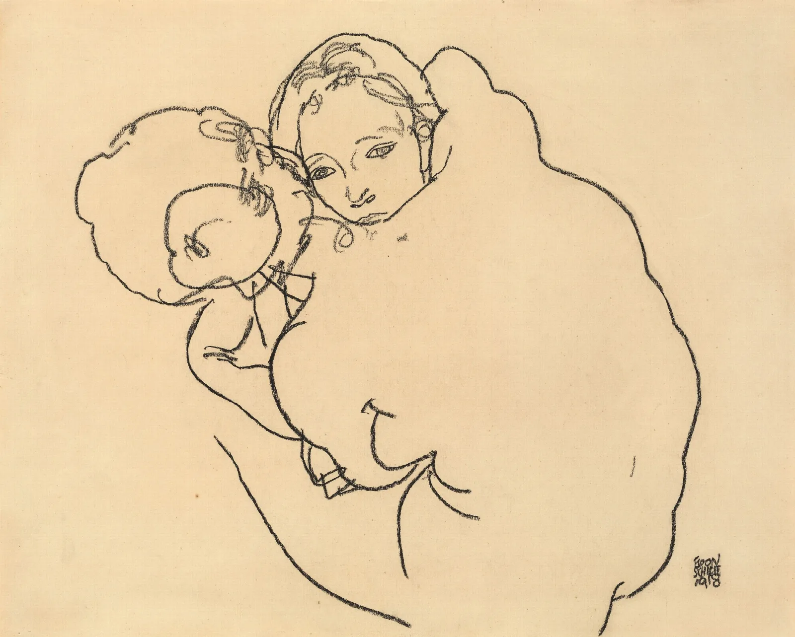 Mother And Child Mutter Und Kind 2 Wall Art by Egon Schiele - Canvas Print