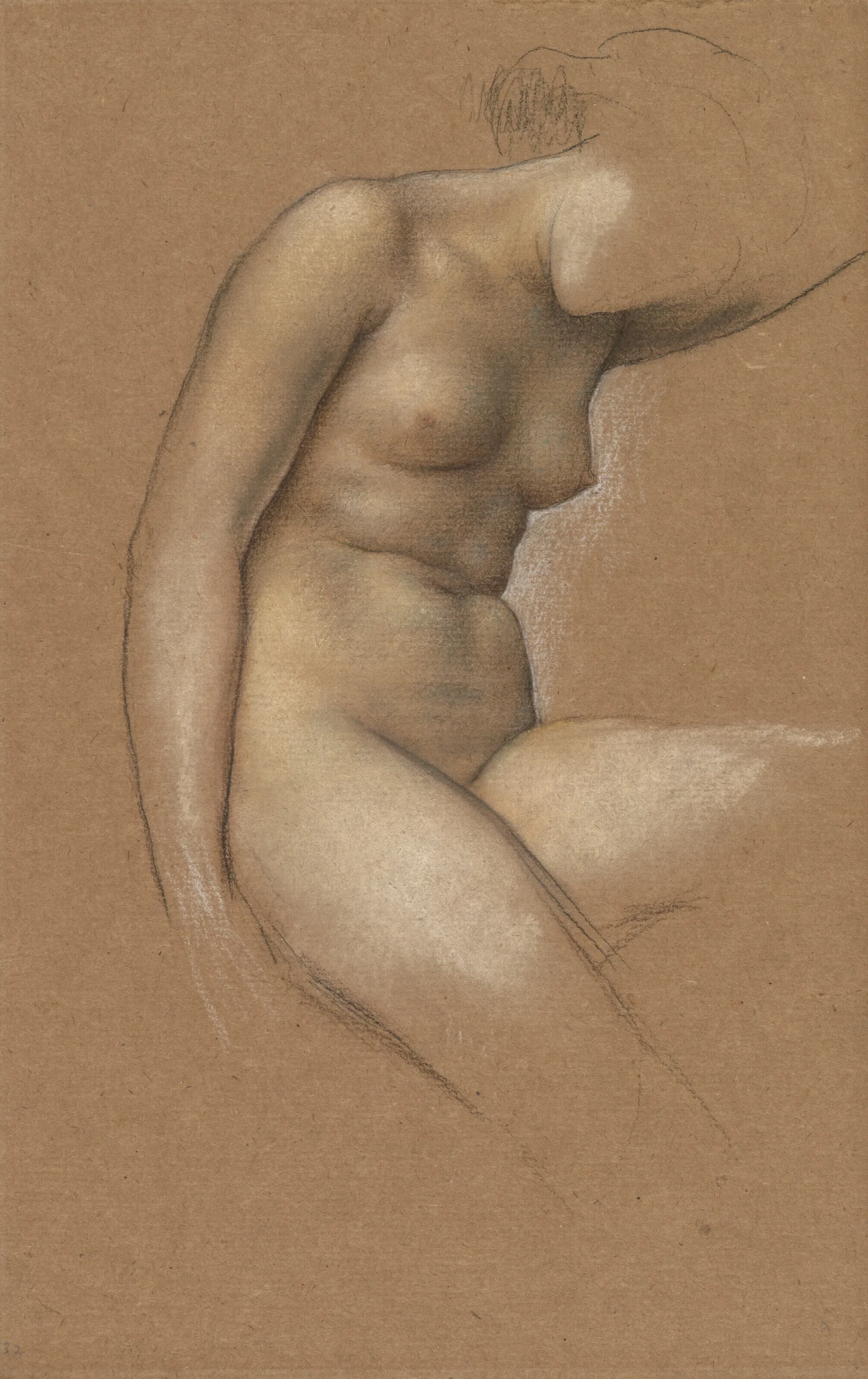 Female Nude Study For Moonbeams Dipping Into The Sea Wall Art by Evelyn De Morgan - Canvas Print