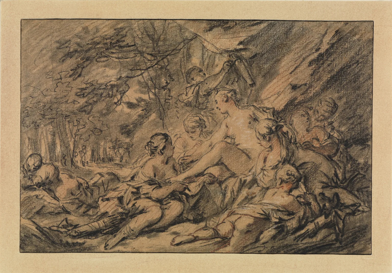 Diana Mit Ihren Nymphen Im Wald Rastend Wall Art by François Boucher - Canvas Print