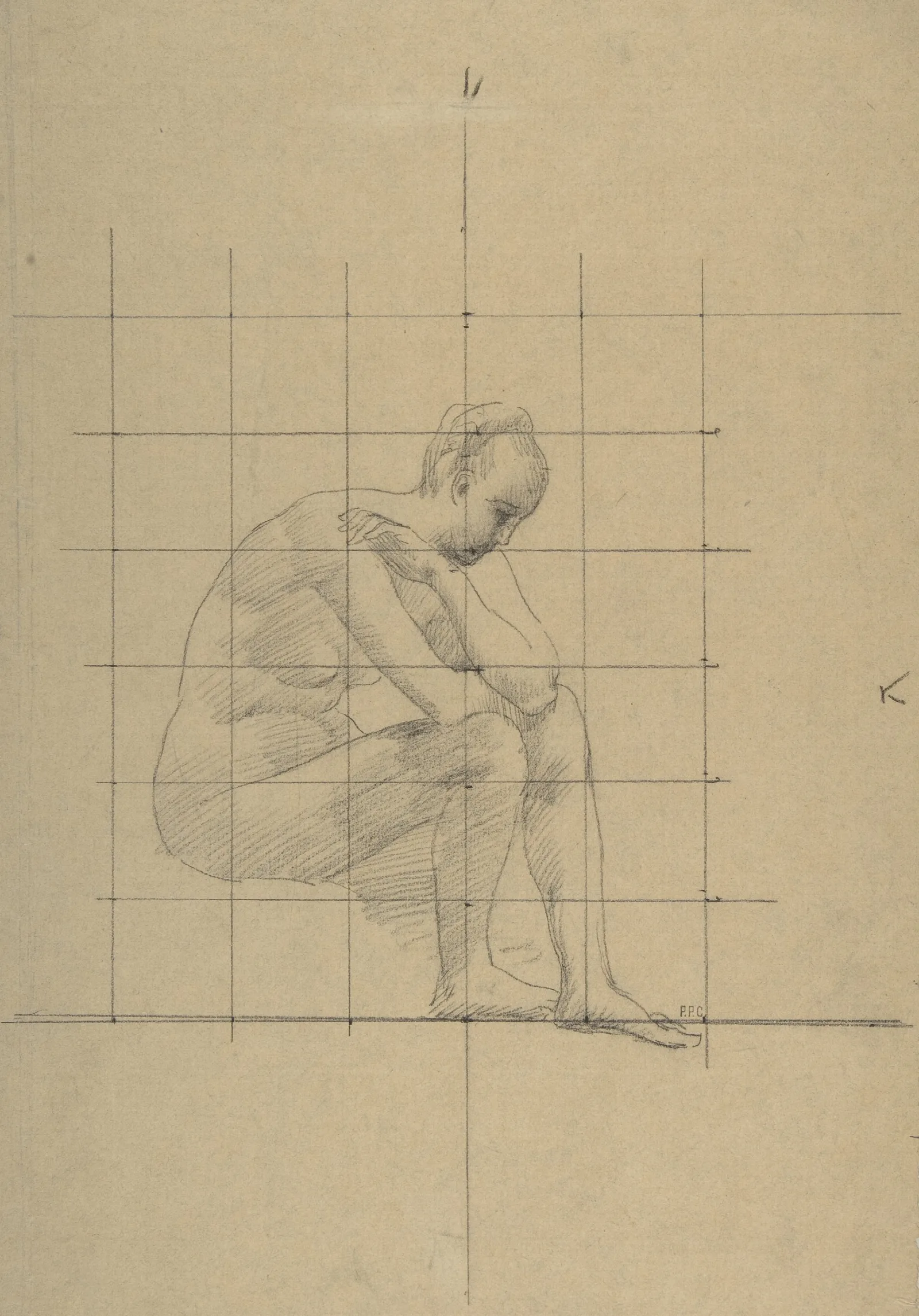 Seated Figure Study For A Vision Of Antiquity Wall Art by Pierre Puvis de Chavannes - Canvas Print