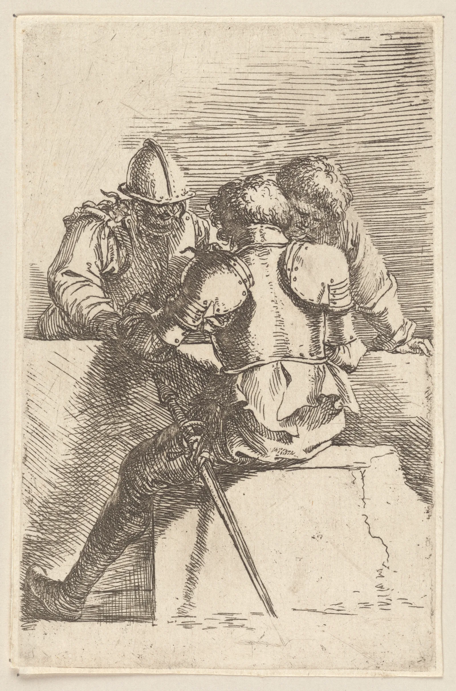 Three Soldiers In Conversation Wall Art by Salvator Rosa - Canvas Print