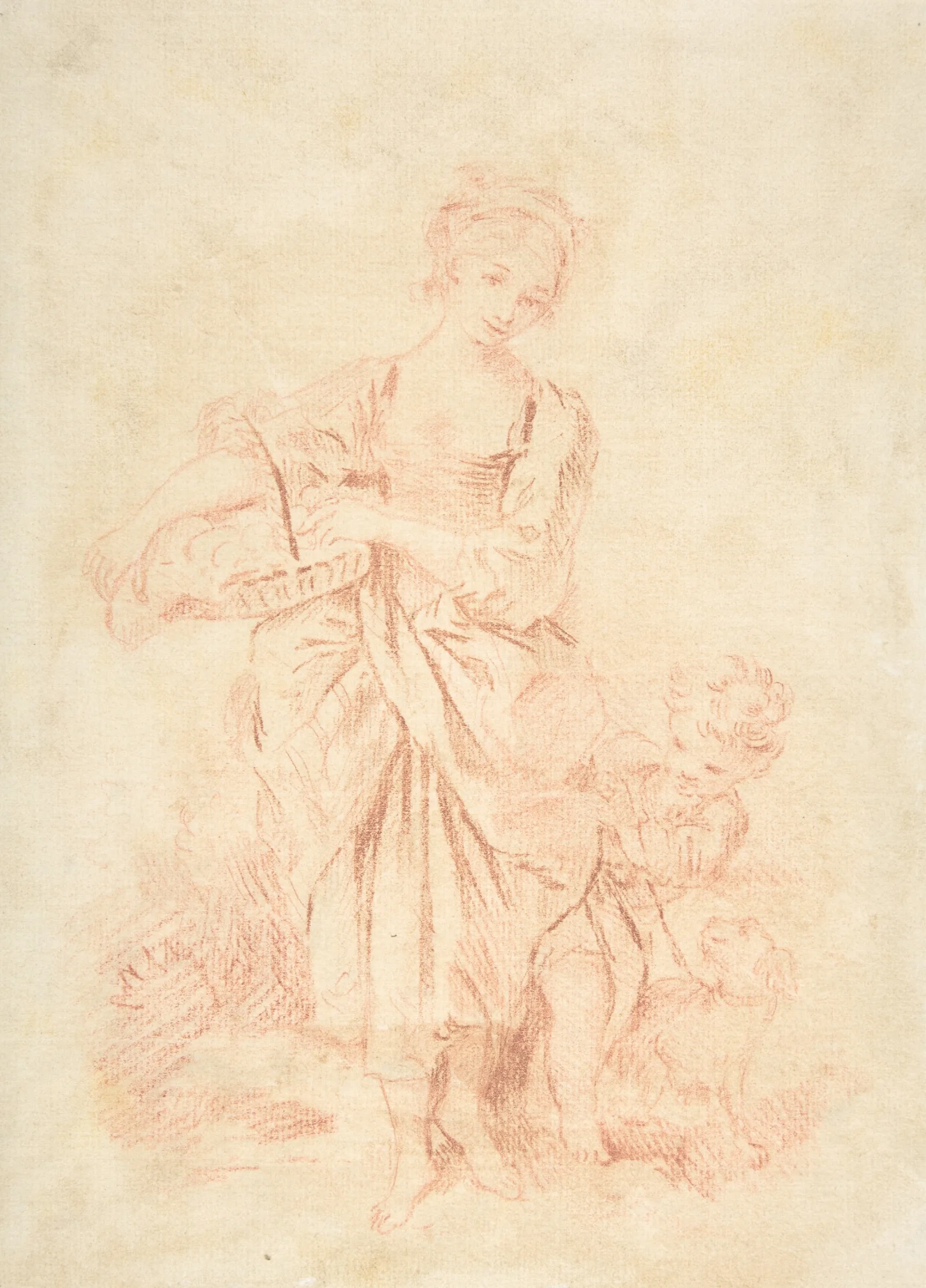 Young Girl With A Boy And A Dog Wall Art by François Boucher - Canvas Print