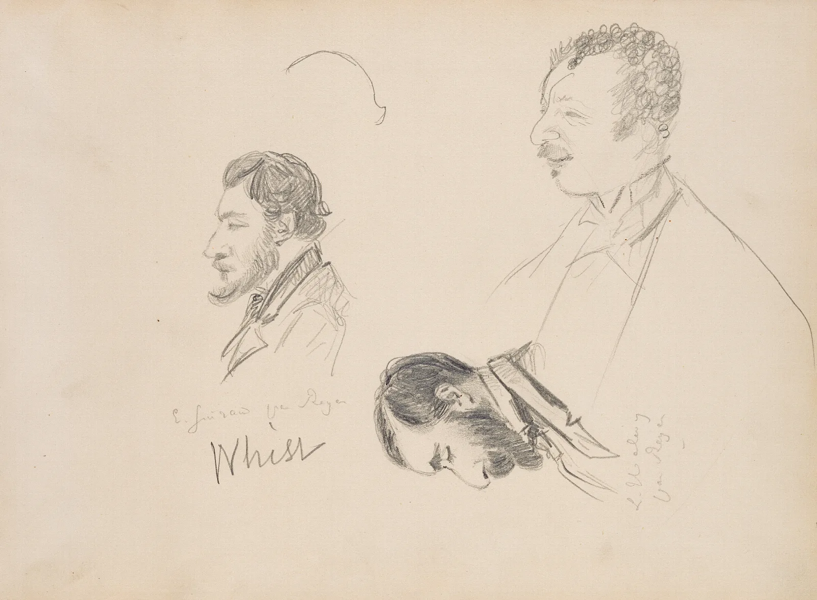 Sketches Of Men In Profile Wall Art by Edgar Degas - Canvas Print