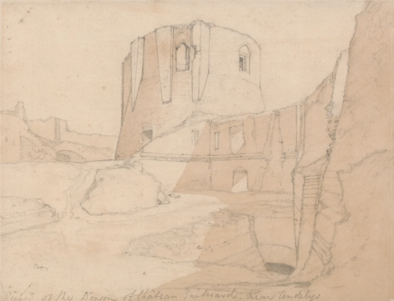 View Of The Donjon Of Chateau Gaillard Near Andelys Normandy Wall Art by John Sell Cotman - Canvas Print