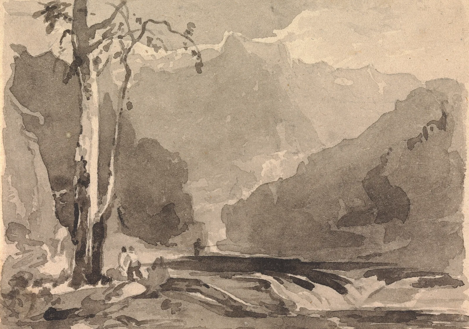 Fishermen At A Mountain Stream Wall Art by Thomas Sully - Canvas Print