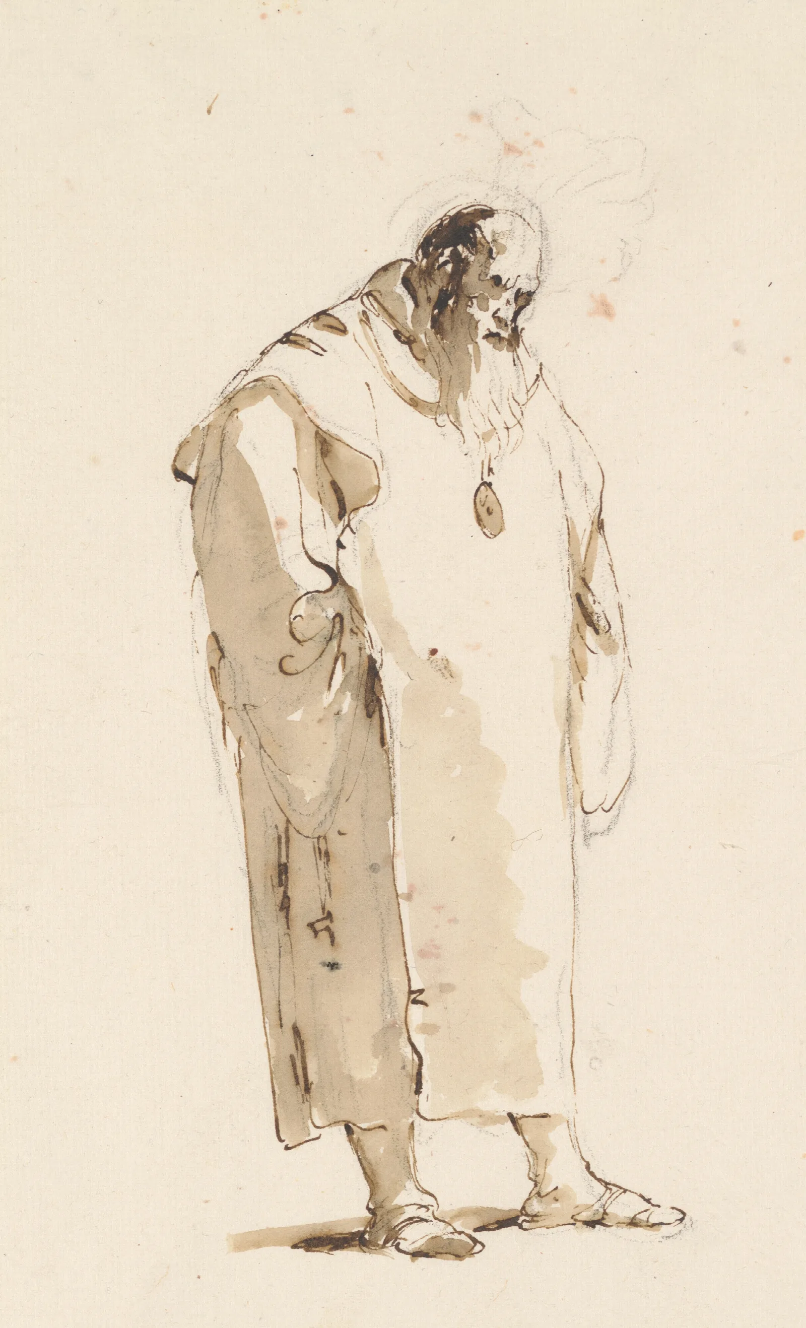 Standing Man Facing Half Right Wall Art by Giovanni Battista Tiepolo - Canvas Print