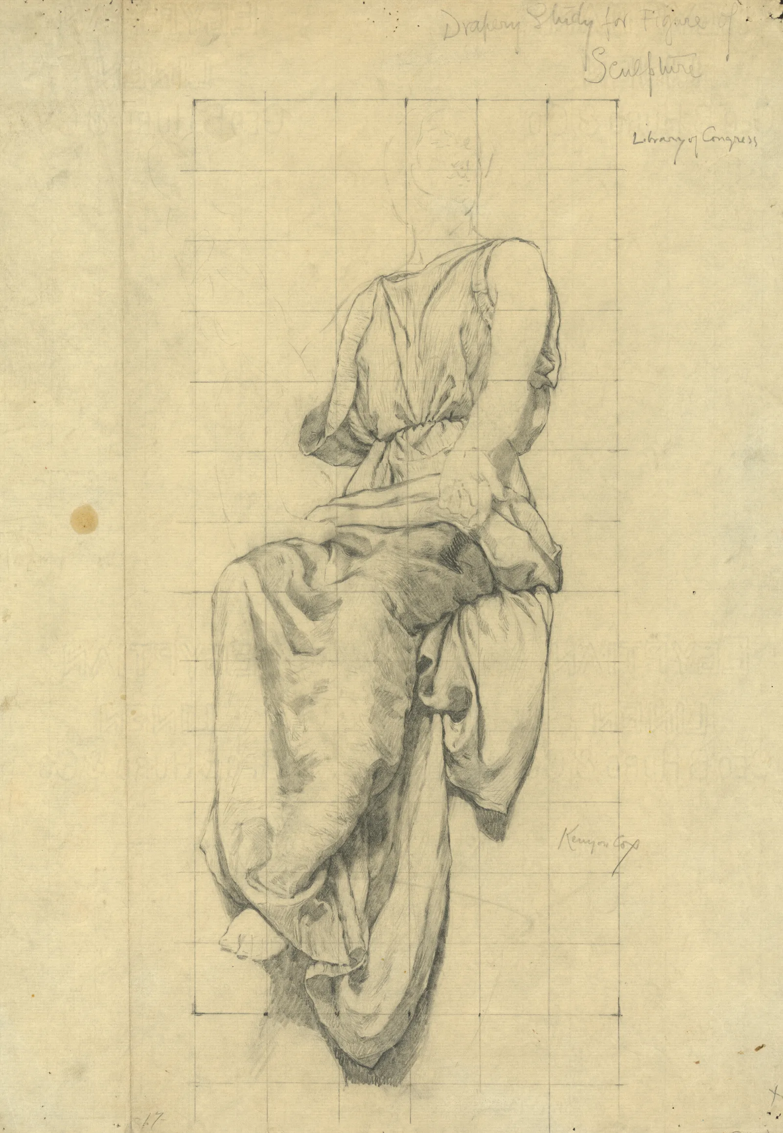 Drapery Study For Figure Of Sculpture Wall Art by Kenyon Cox - Canvas Print