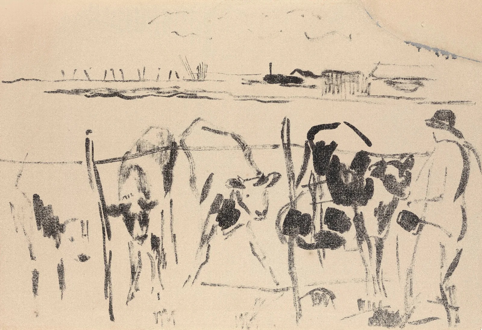Calves In A Meadow Wall Art by Rik Wouters - Canvas Print