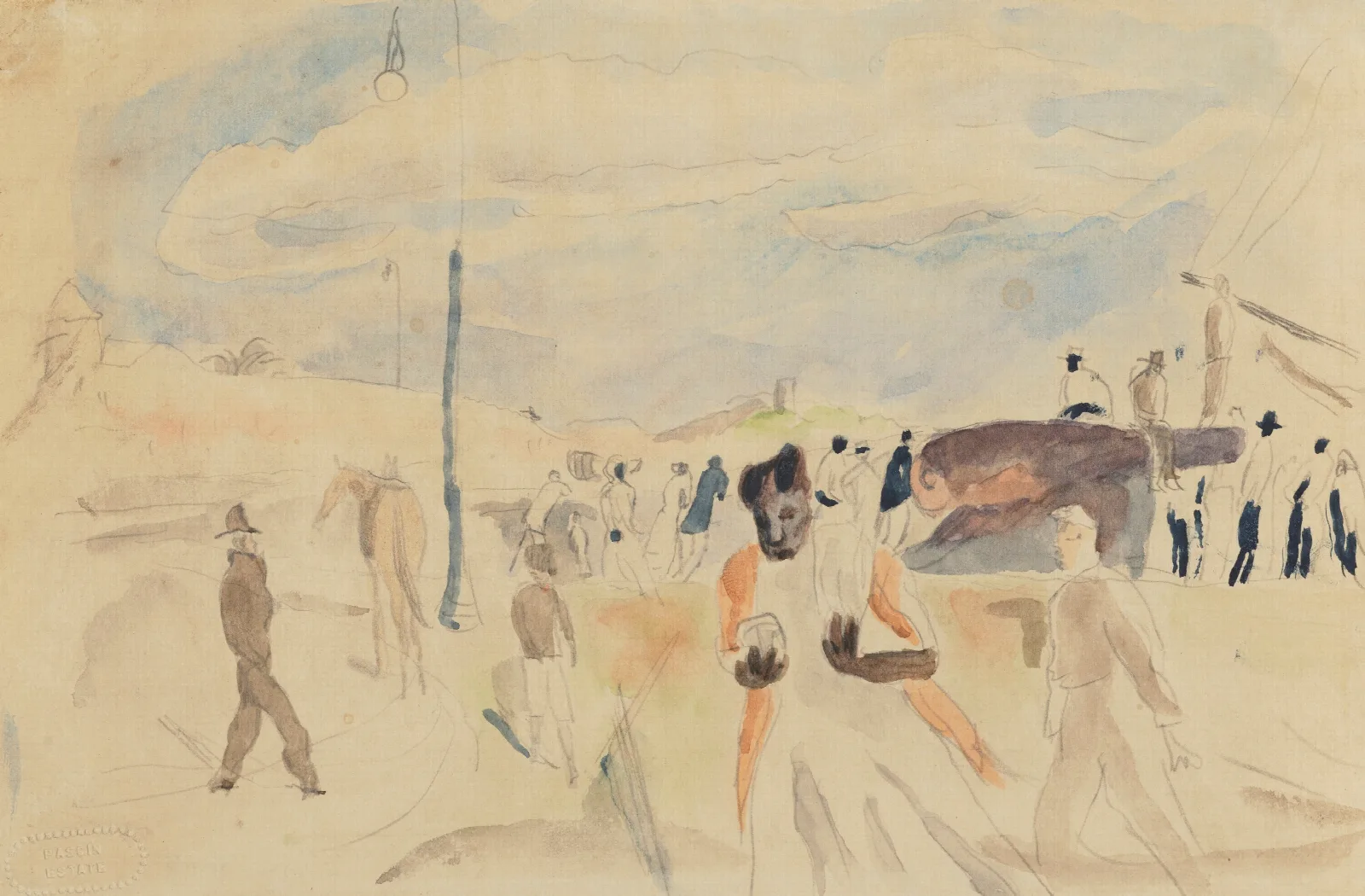 La Promenade 4 Wall Art by Jules Pascin - Canvas Print
