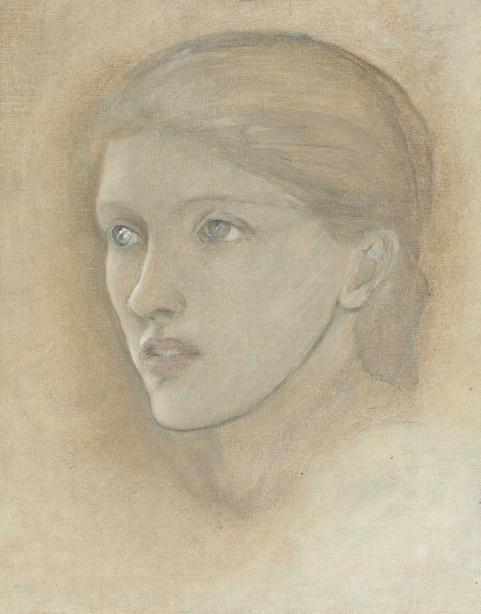 Female Head Study Looking To The Right For The Golden Stairs Wall Art by Sir Edward Coley Burne-Jones - Canvas Print