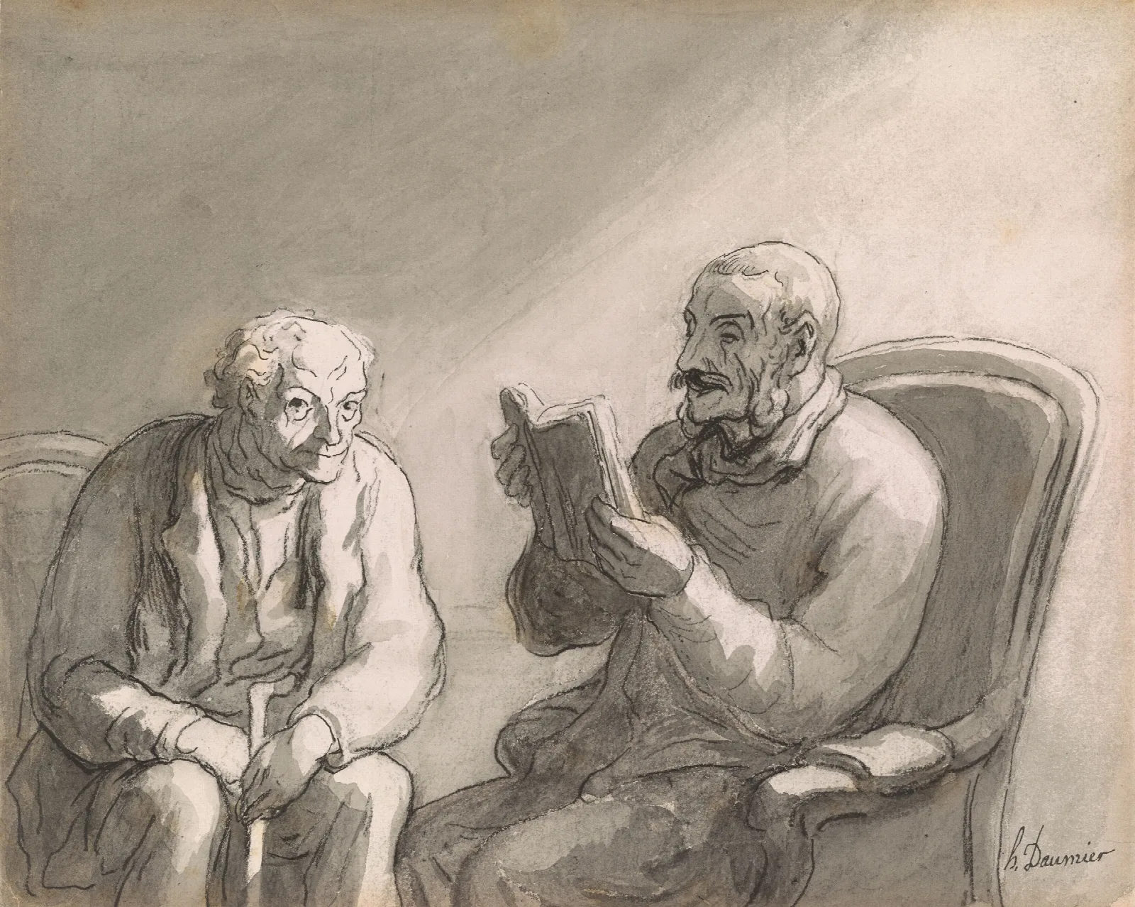 Reading 10 Wall Art by Honoré Daumier - Canvas Print