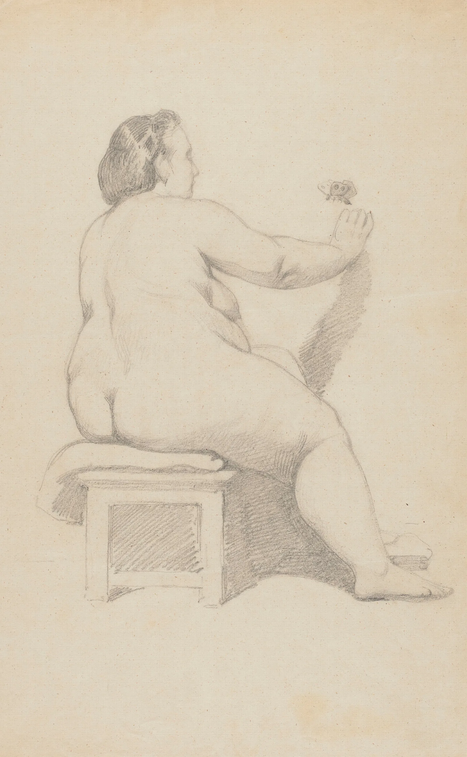 Obese Female Nude With A Butterfly Wall Art by Hans Thoma - Canvas Print