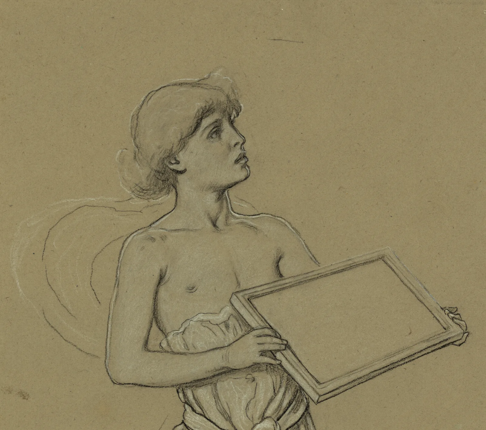 Boy Holdng A Plaque Wall Art by Elihu Vedder - Canvas Print