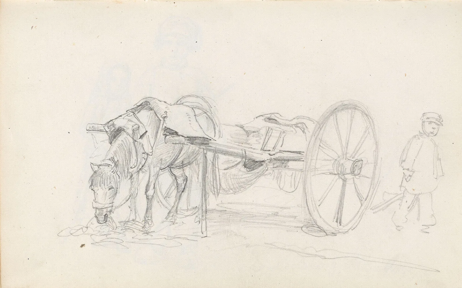 Boy By Horse And Cart Wall Art by Adolph Tidemand - Canvas Print