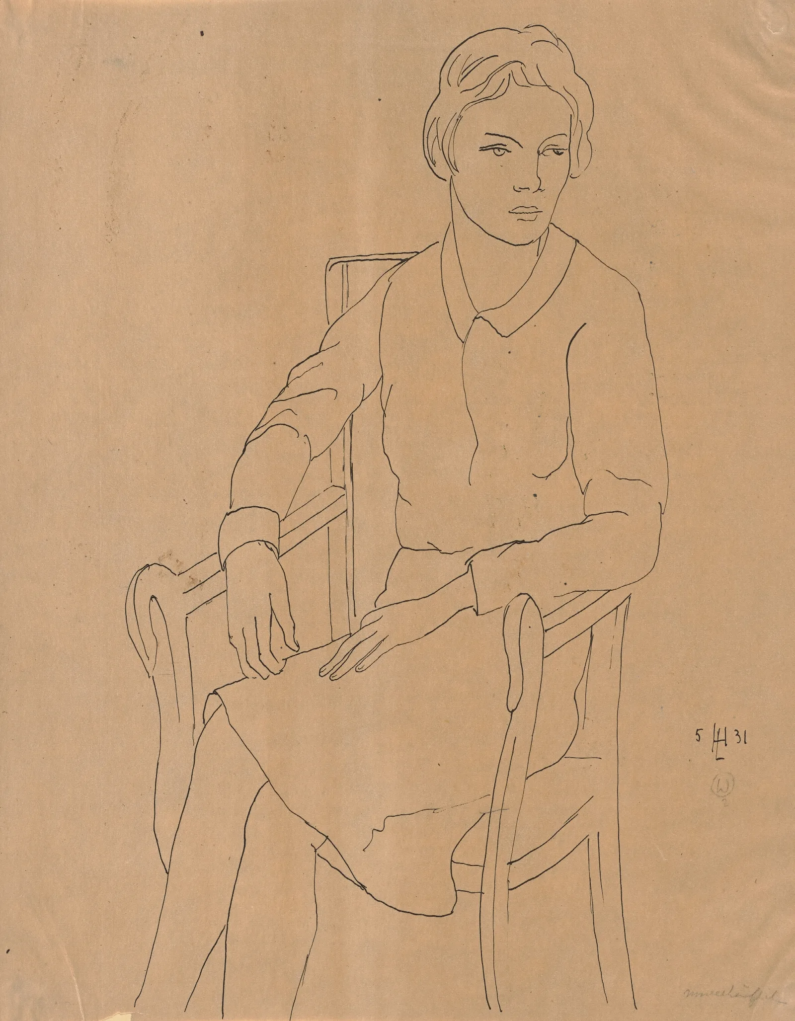 Sitzende Frau Auf Einem Stuhl Wall Art by Hermann Lismann - Canvas Print