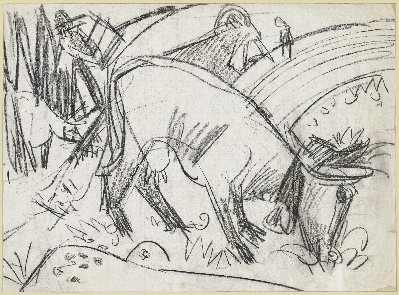 Grazing Cow 2 Wall Art by Ernst Ludwig Kirchner - Canvas Print