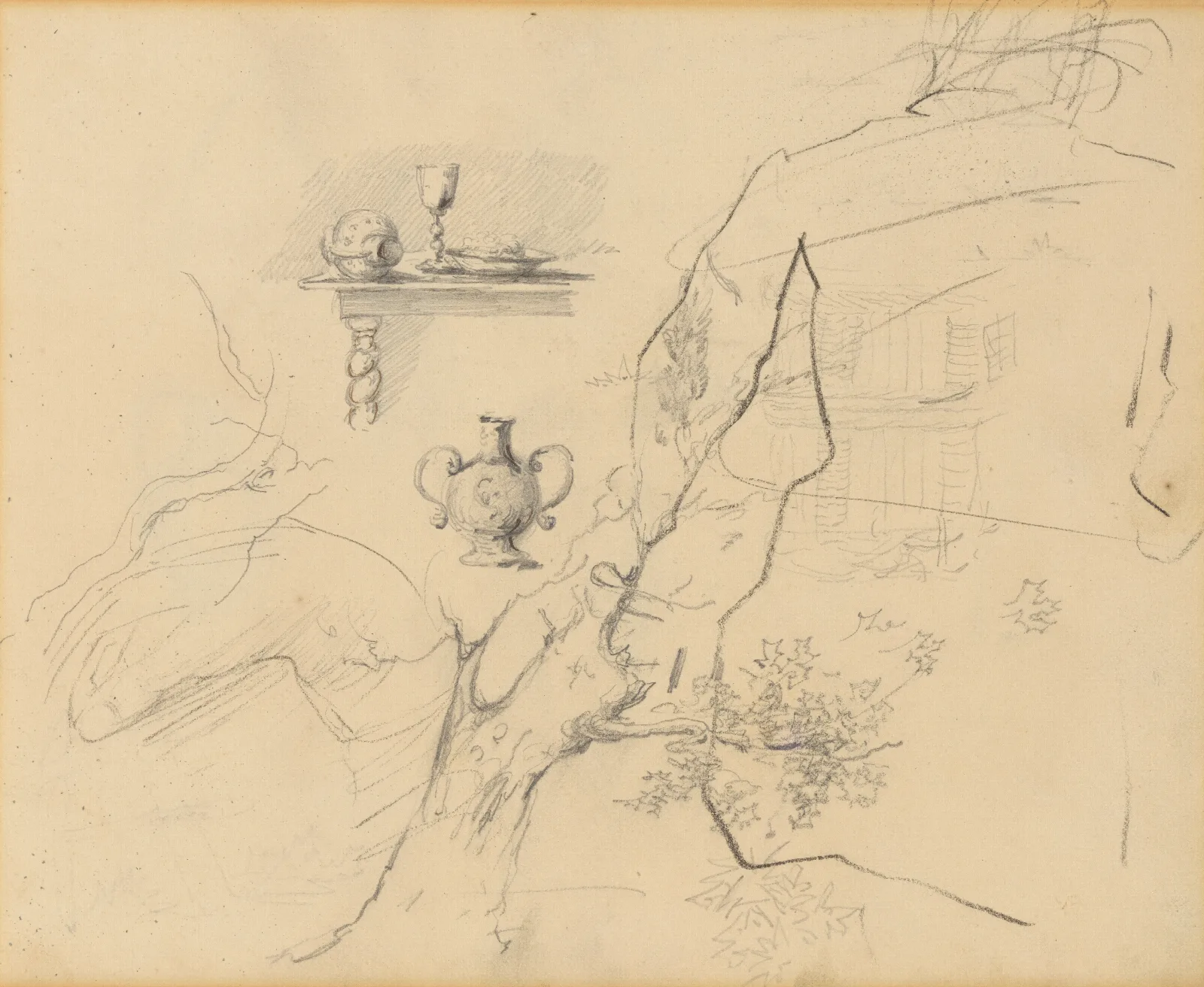 Fragment Van Een Boom Stilleven Op Een Barokke Tafel Kruik En Figuren Wall Art by James Ensor - Canvas Print
