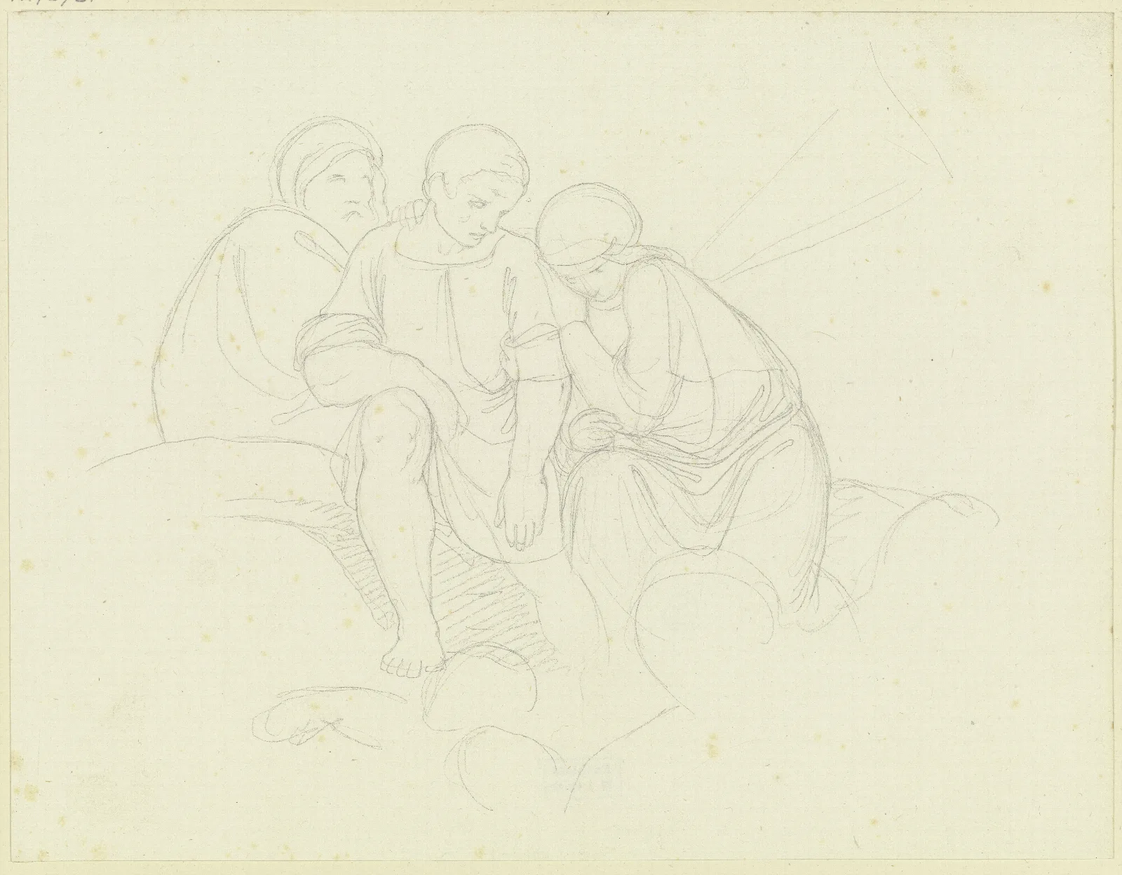 Three Sitting Figures Wall Art by Eduard von Steinle - Canvas Print