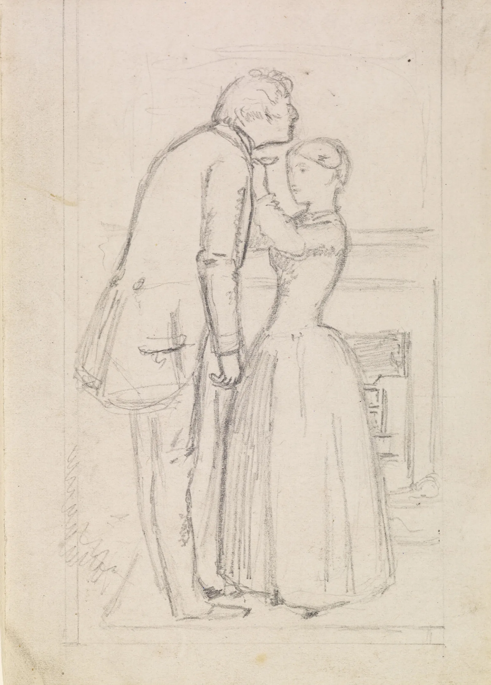 Wilkie Collinss Mr Wrays Cash Box Figure Sketch Wall Art by Sir John Everett Millais - Canvas Print