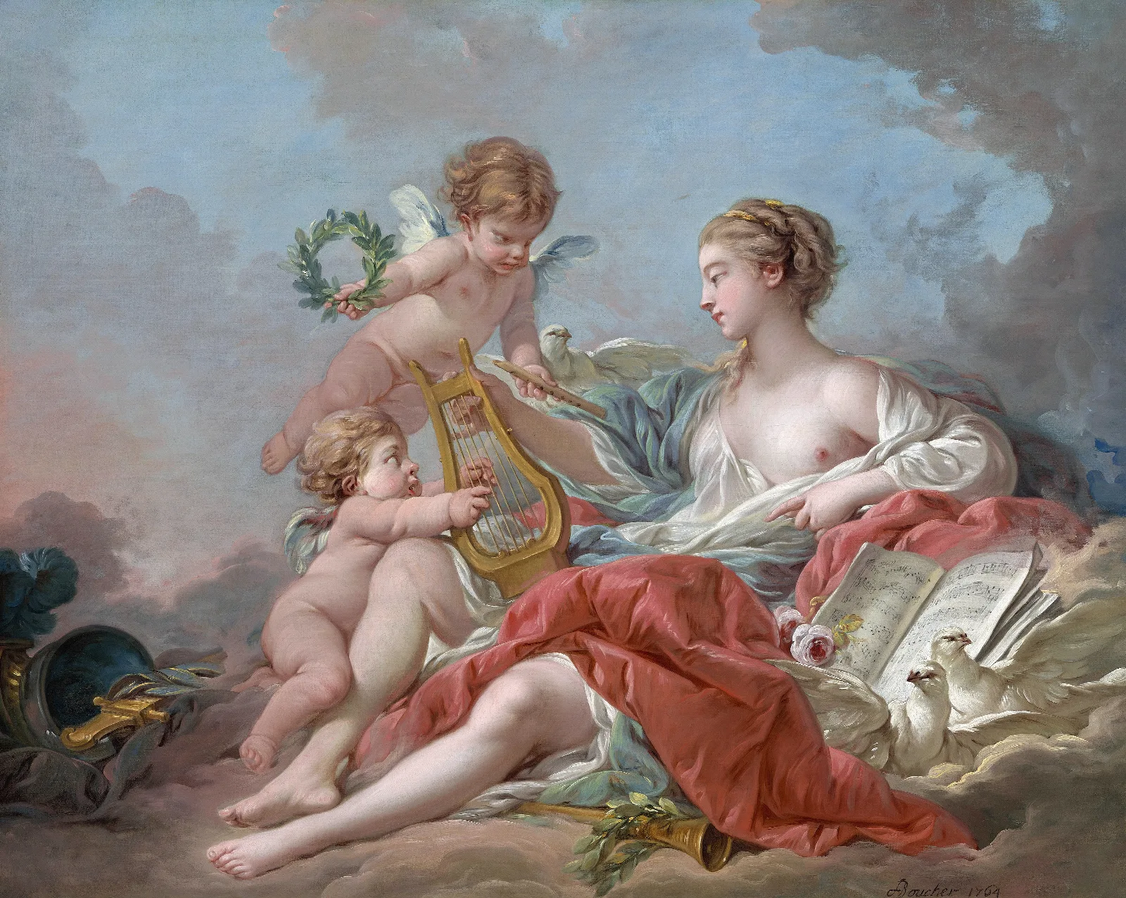 Allegory Of Music 4 Wall Art by François Boucher - Canvas Print